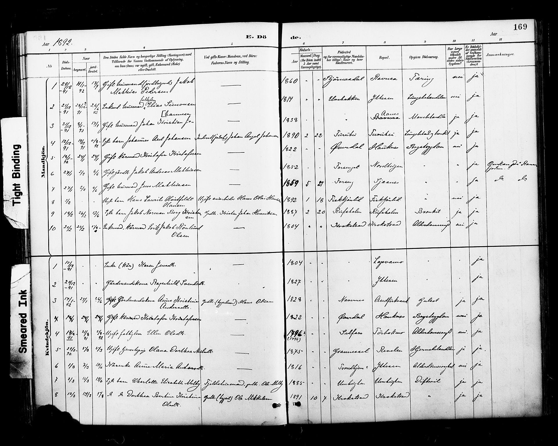 Ministerialprotokoller, klokkerbøker og fødselsregistre - Nordland, SAT/A-1459/827/L0401: Ministerialbok nr. 827A13, 1887-1905, s. 169