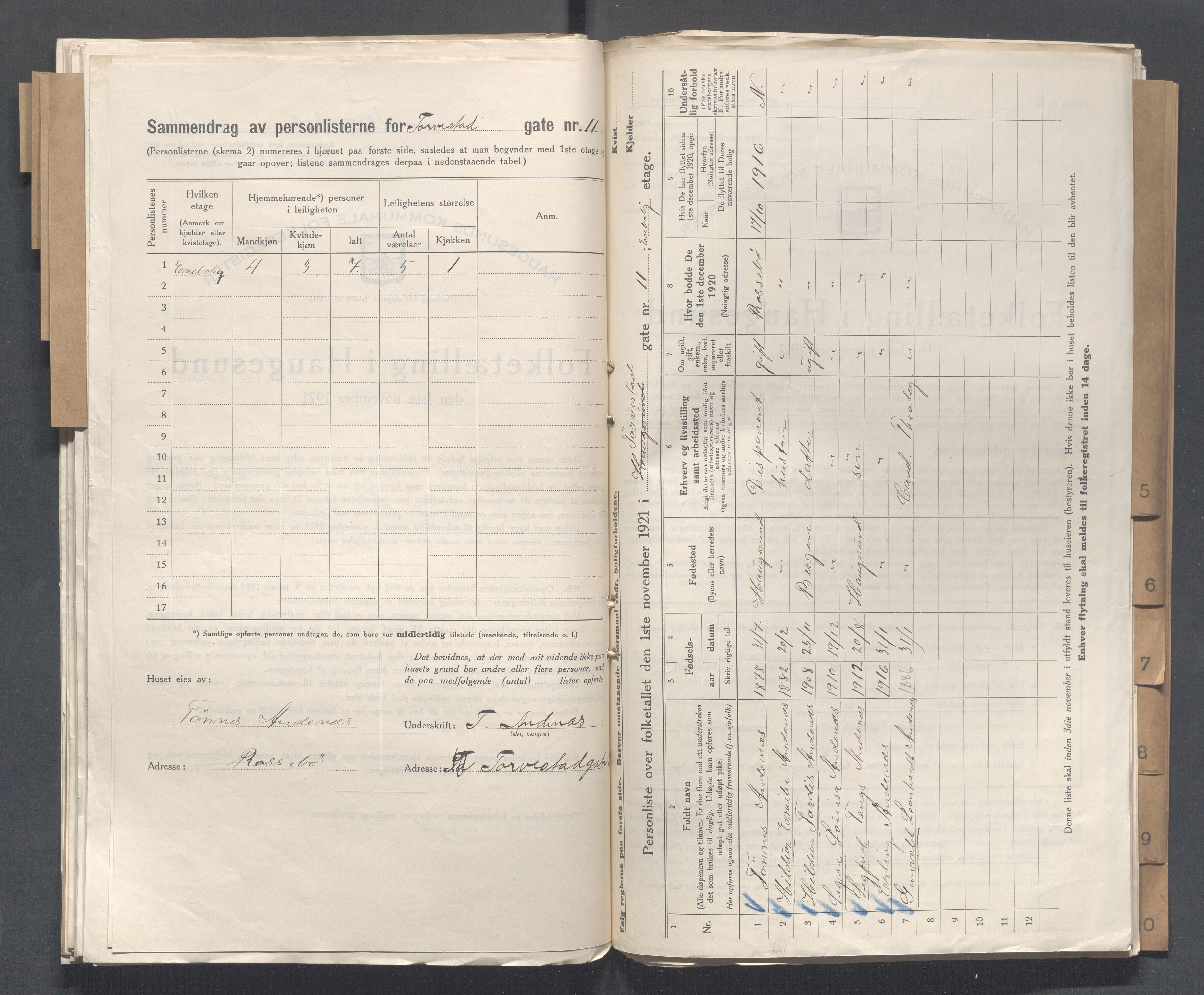 IKAR, Kommunal folketelling 1.11.1921 for Haugesund, 1921, s. 5473