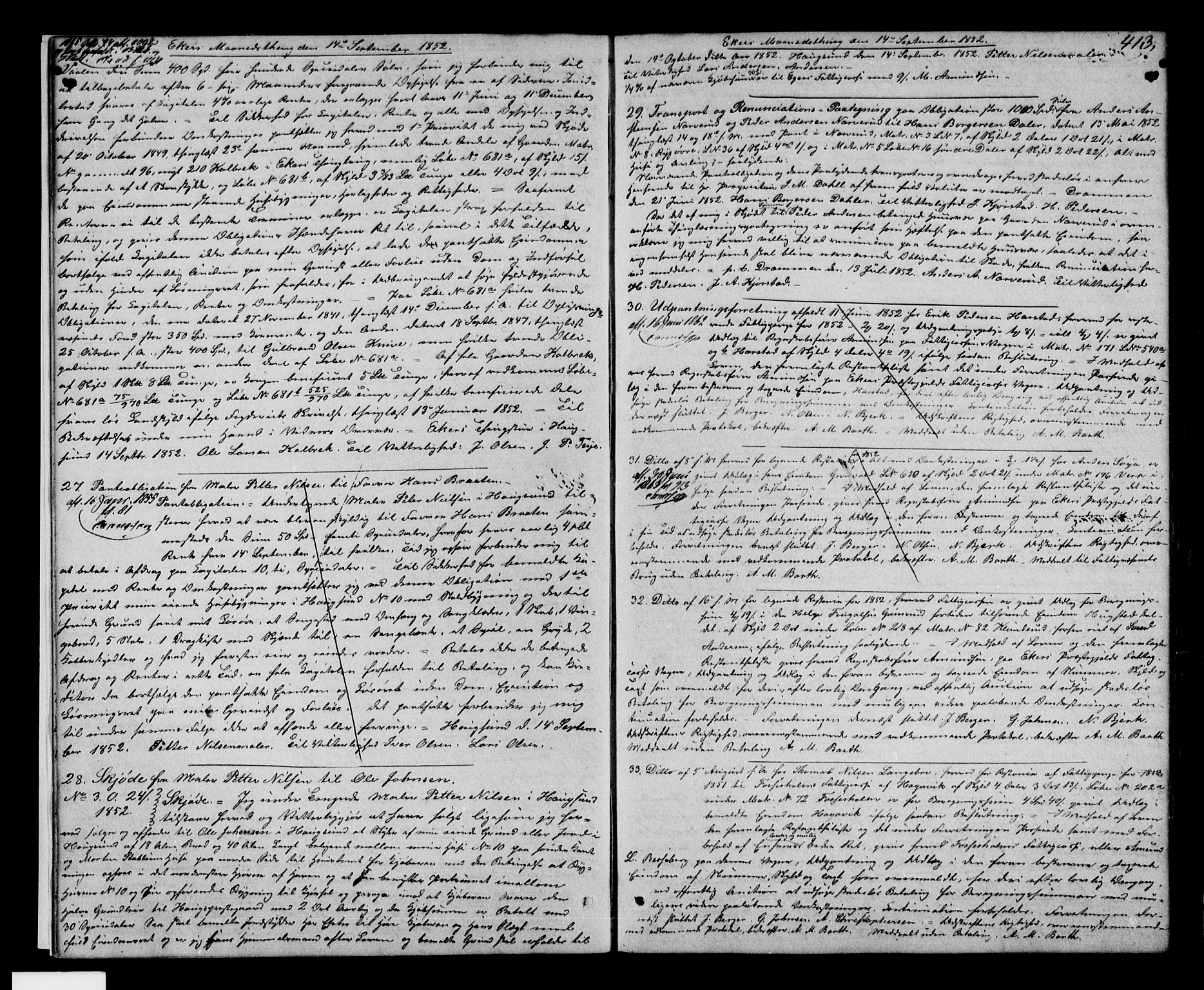 Eiker, Modum og Sigdal sorenskriveri, SAKO/A-123/G/Ga/Gaa/L0013b: Pantebok nr. I 13b, 1852-1854, s. 413