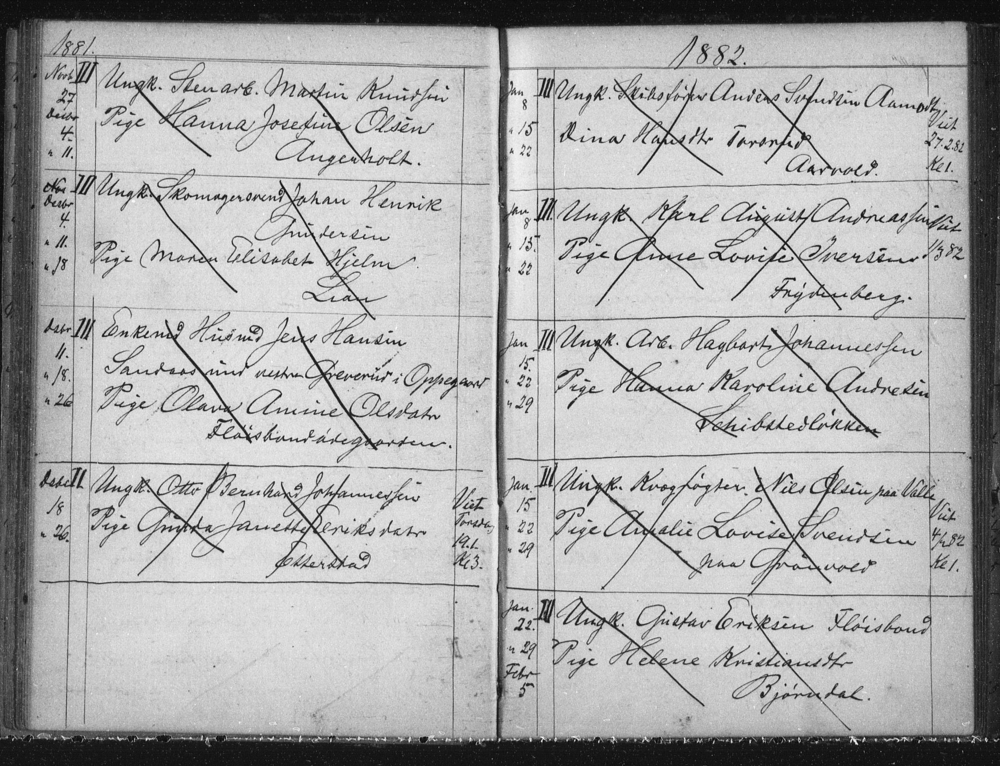Østre Aker prestekontor Kirkebøker, AV/SAO-A-10840/H/Ha/L0005: Lysningsprotokoll nr. I 5, 1879-1899