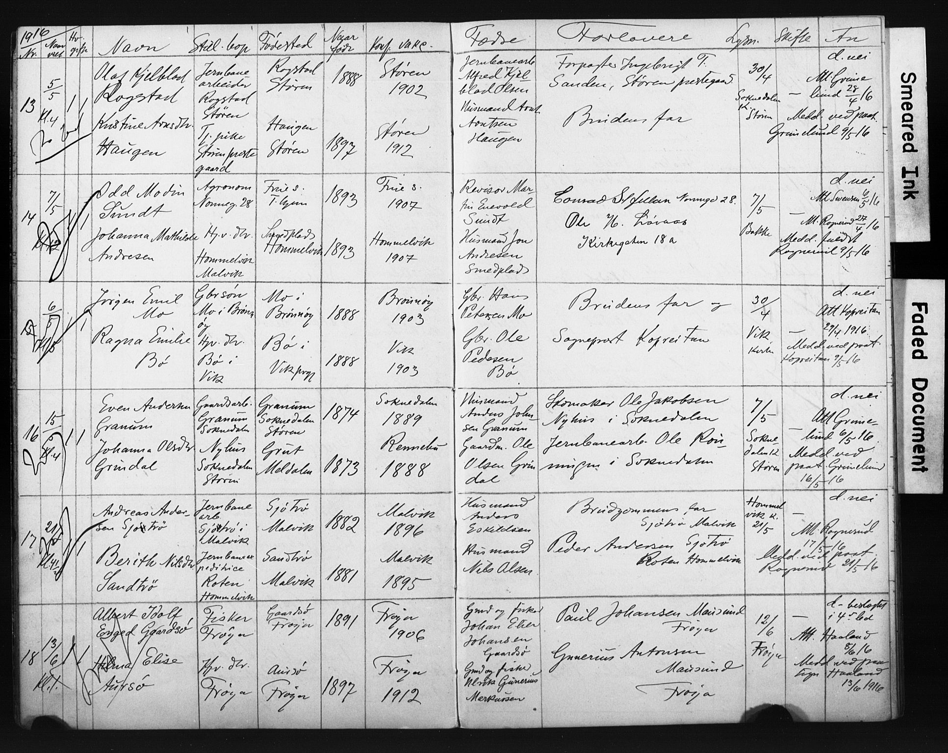 Ministerialprotokoller, klokkerbøker og fødselsregistre - Sør-Trøndelag, AV/SAT-A-1456/604/L0202: Lysningsprotokoll nr. 604A22, 1914-1927