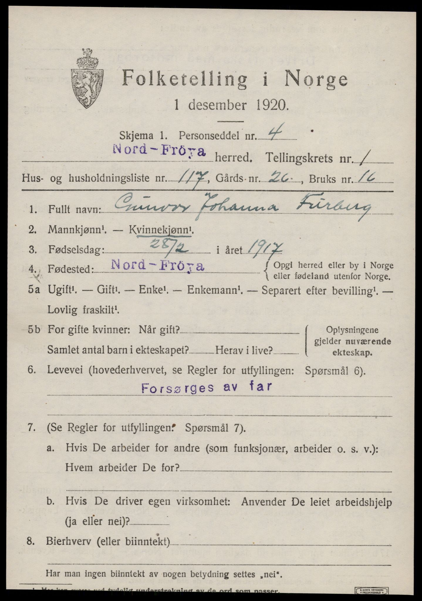 SAT, Folketelling 1920 for 1620 Nord-Frøya herred, 1920, s. 2803