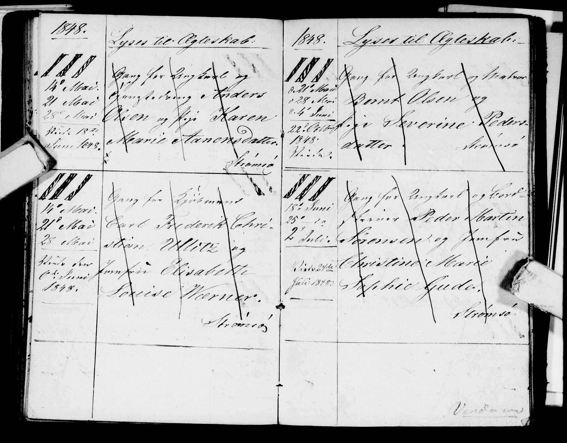 Strømsø kirkebøker, AV/SAKO-A-246/H/Ha/L0001: Lysningsprotokoll nr. 1, 1836-1850