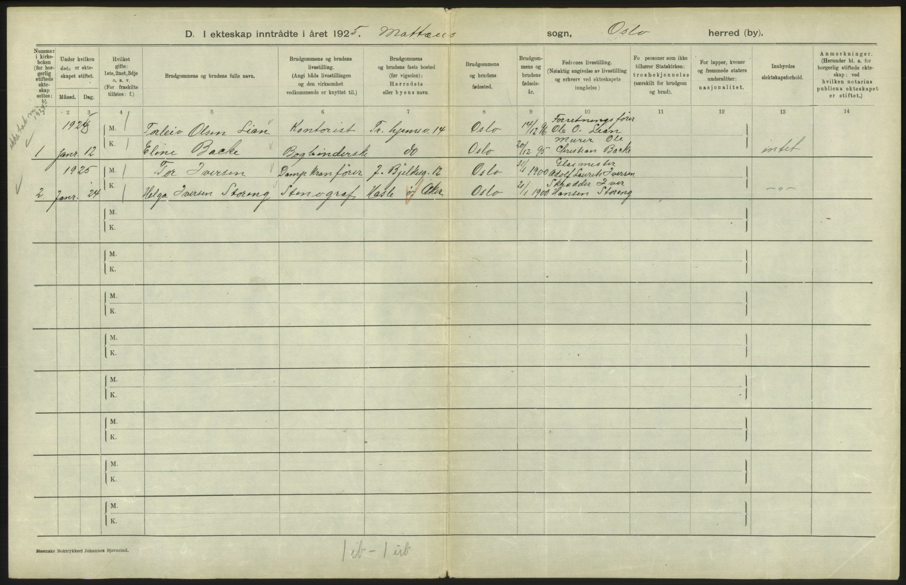 Statistisk sentralbyrå, Sosiodemografiske emner, Befolkning, AV/RA-S-2228/D/Df/Dfc/Dfce/L0008: Oslo: Gifte, 1925, s. 794