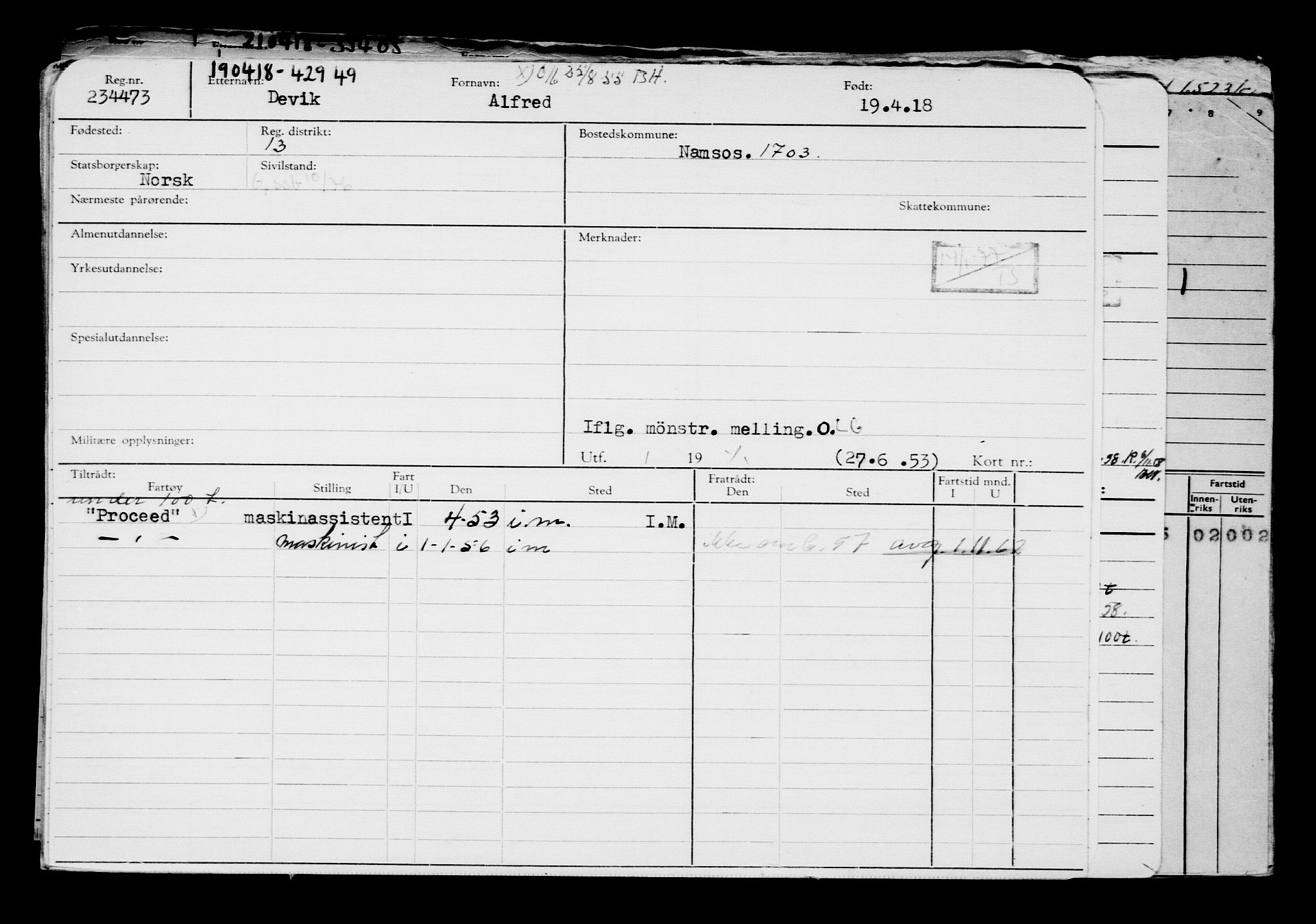 Direktoratet for sjømenn, AV/RA-S-3545/G/Gb/L0157: Hovedkort, 1918, s. 418