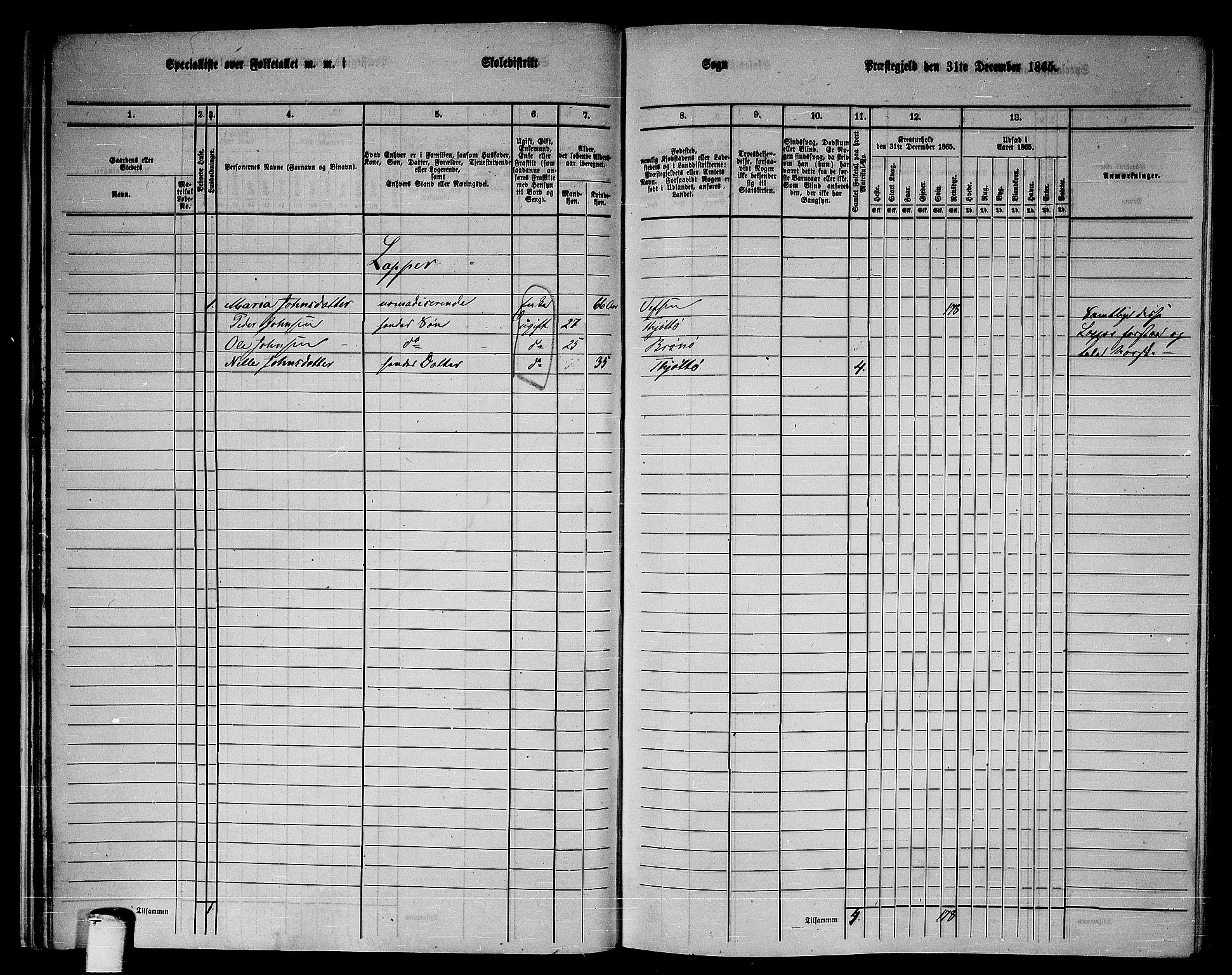 RA, Folketelling 1865 for 1817P Tjøtta prestegjeld, 1865, s. 28