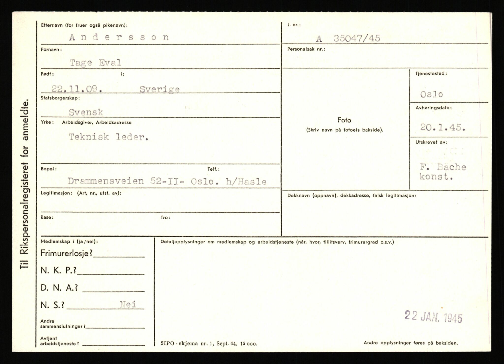 Statspolitiet - Hovedkontoret / Osloavdelingen, AV/RA-S-1329/C/Ca/L0001: Aabakken - Armann, 1943-1945, s. 3677