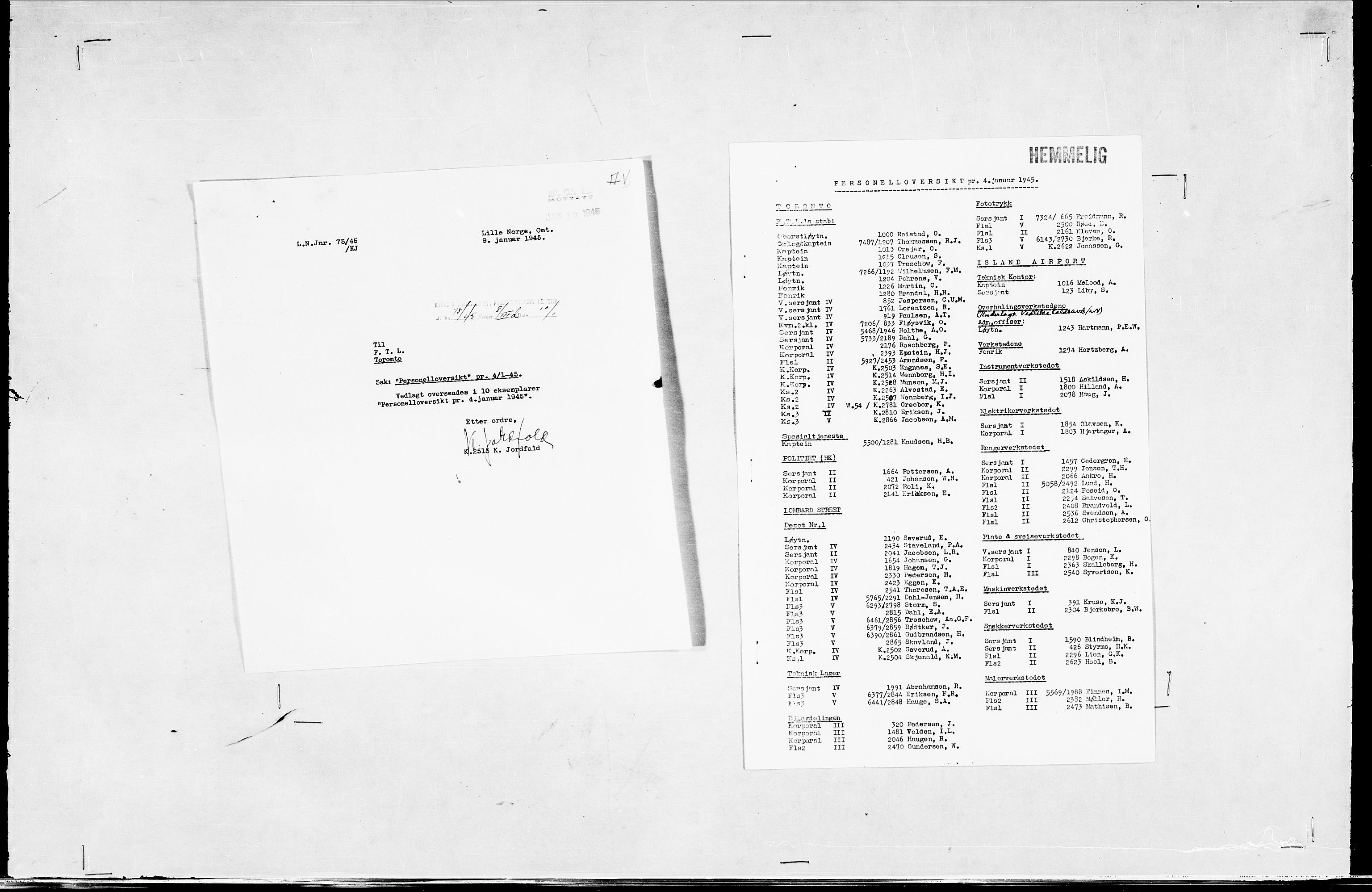 Forsvaret, Flyvåpnenes treningsleir 1940-1945, RA/RAFA-3974/V/L0038: Ekspedisjonskontoret. 8. Personellkontoret, 1940-1945