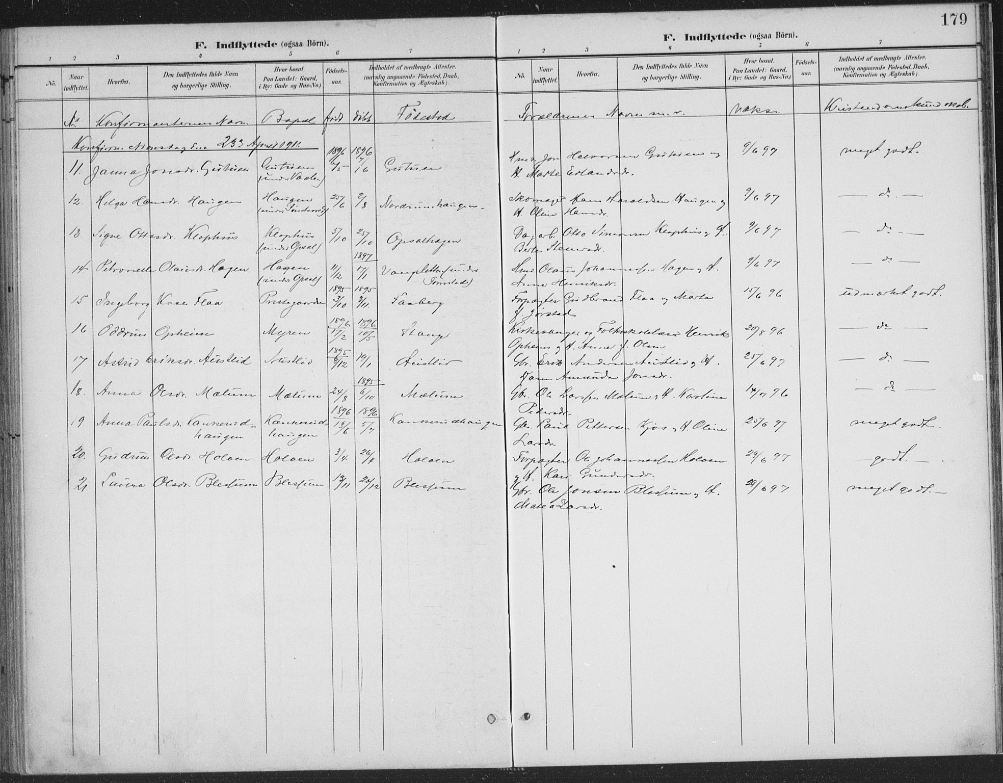 Østre Gausdal prestekontor, AV/SAH-PREST-092/H/Ha/Haa/L0004: Ministerialbok nr. 4, 1898-1914, s. 179