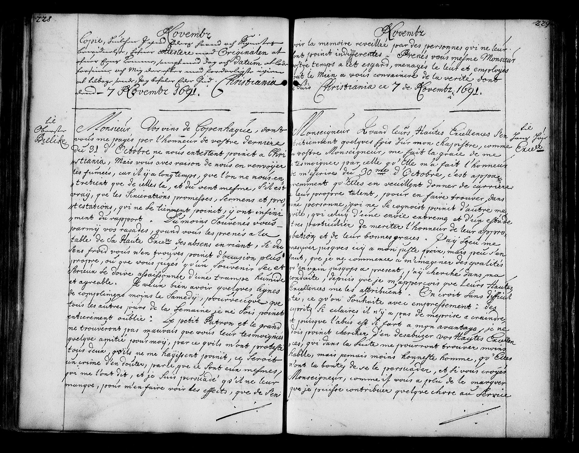Stattholderembetet 1572-1771, AV/RA-EA-2870/Bc/L0004: Visestattholder Just Høeghs kopibok, 1691, s. 228-229