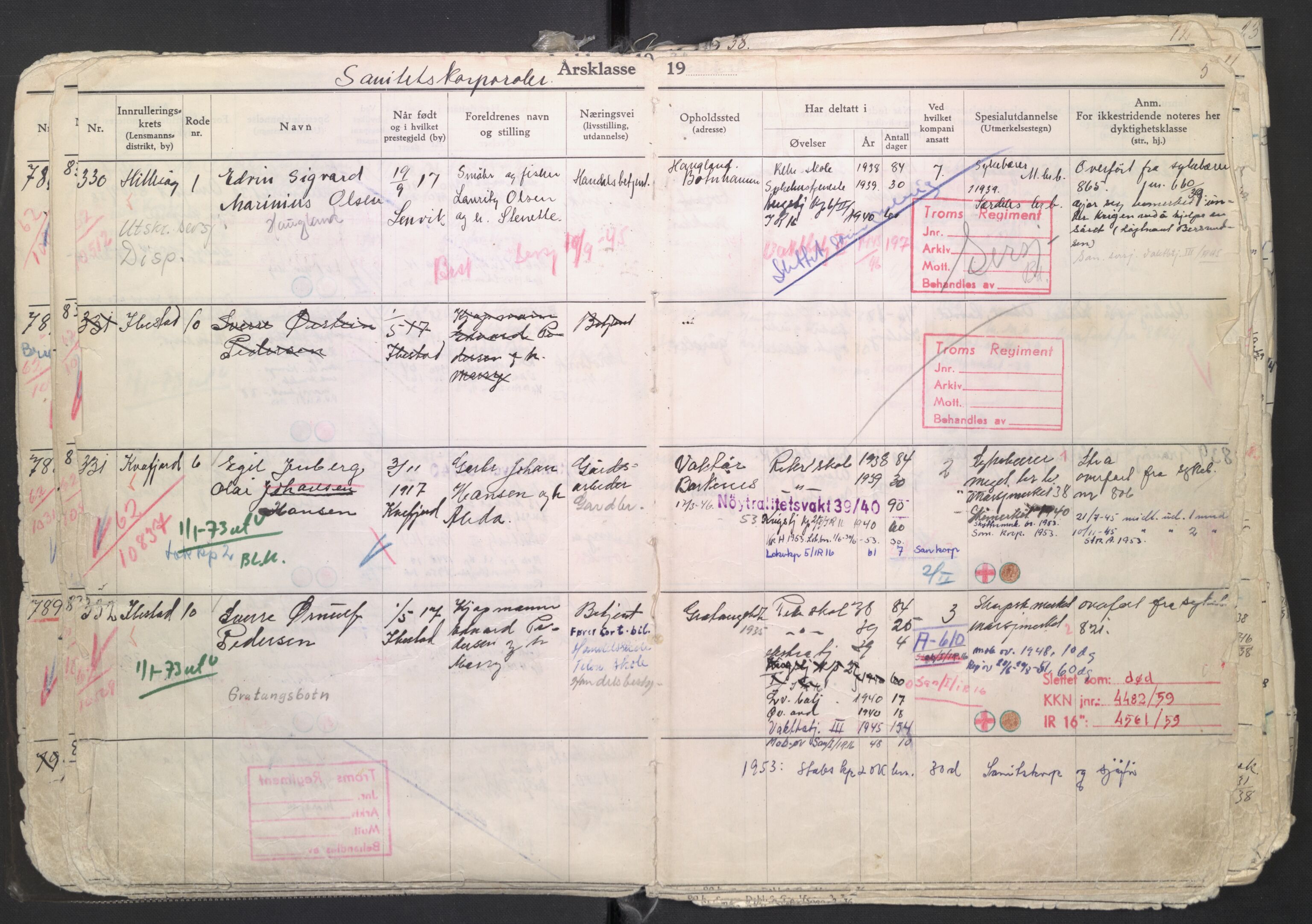 Forsvaret, Troms infanteriregiment nr. 16, AV/RA-RAFA-3146/P/Pa/L0007/0003: Ruller / Rulle for regimentets menige mannskaper, årsklasse 1938, 1938, s. 5