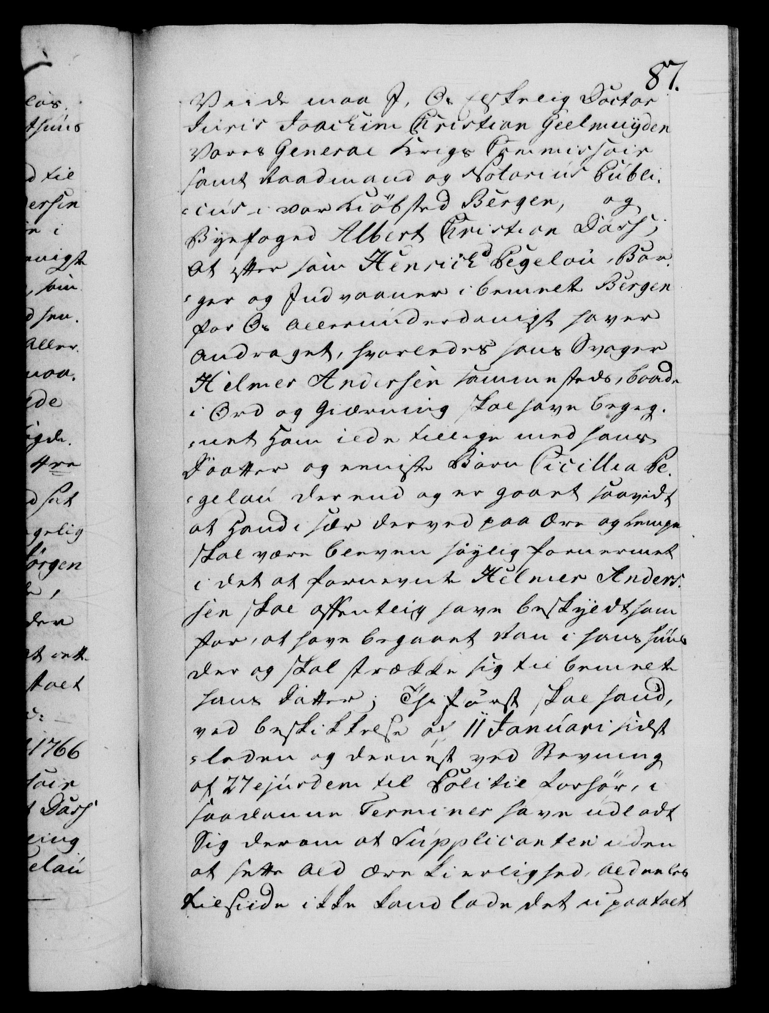 Danske Kanselli 1572-1799, AV/RA-EA-3023/F/Fc/Fca/Fcab/L0038: Norske tegnelser, 1766-1768, s. 87a