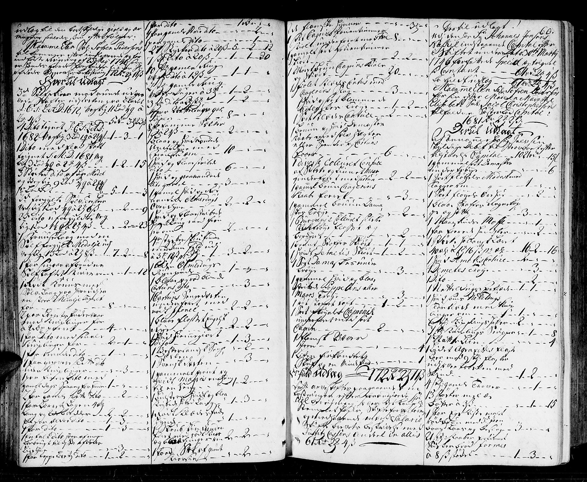 Arendal byfogd, AV/SAK-1222-0001/H/Hc/L0005: Skifteprotokoll nr. 4 for Arendal og Risør, m/register, 1743-1762, s. 59b-60a