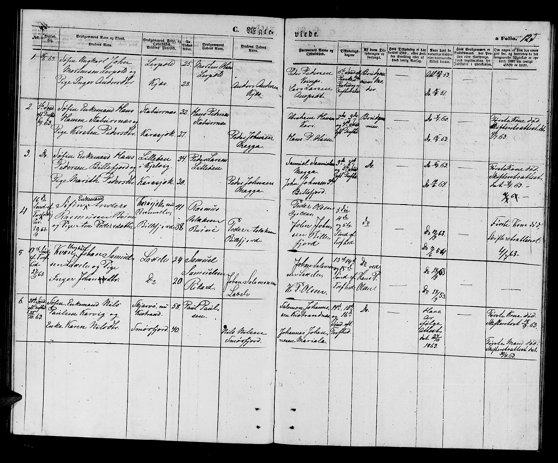 Kistrand/Porsanger sokneprestembete, AV/SATØ-S-1351/H/Hb/L0002.klokk: Klokkerbok nr. 2, 1862-1873, s. 123