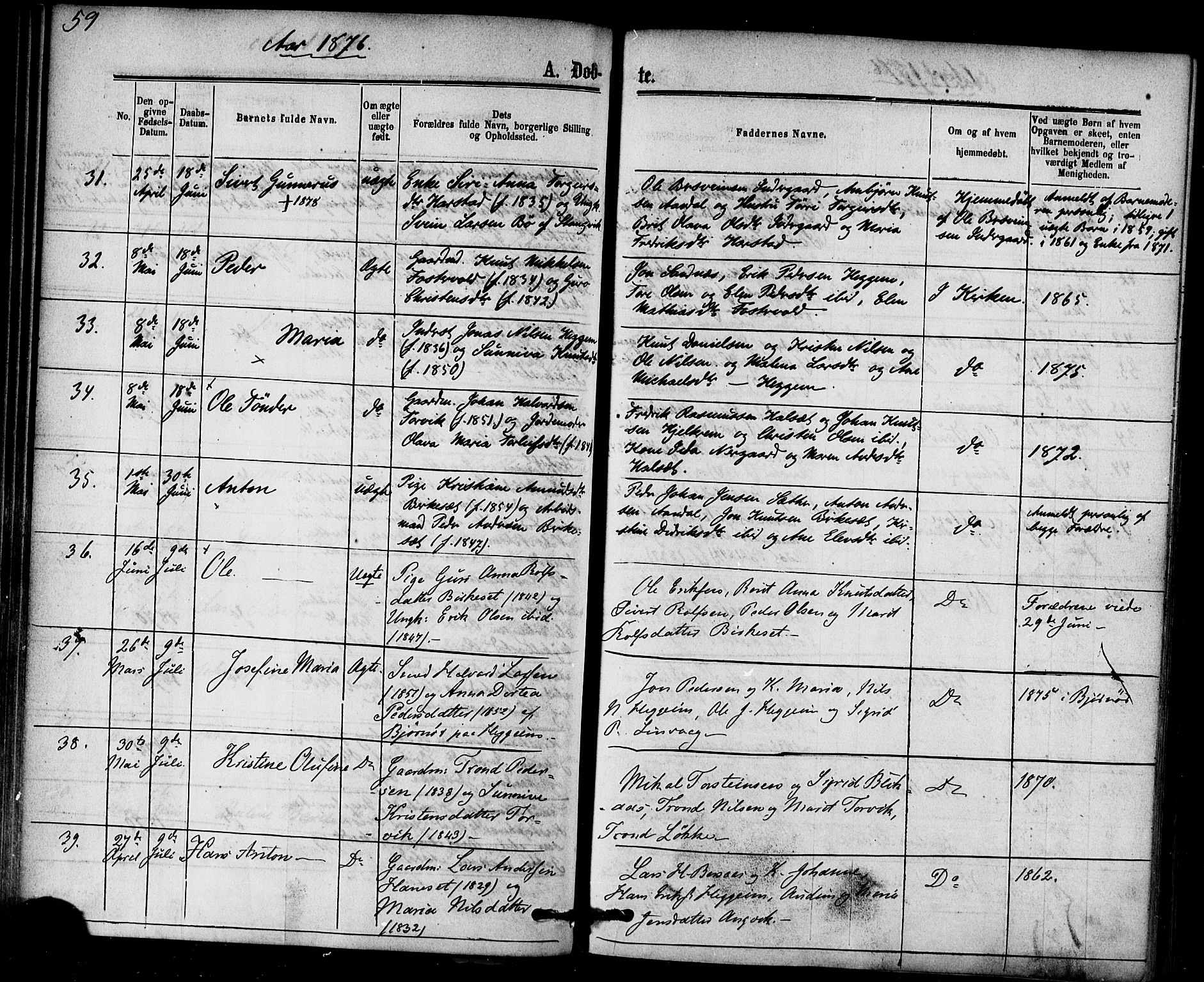 Ministerialprotokoller, klokkerbøker og fødselsregistre - Møre og Romsdal, AV/SAT-A-1454/584/L0966: Ministerialbok nr. 584A06, 1869-1878, s. 59