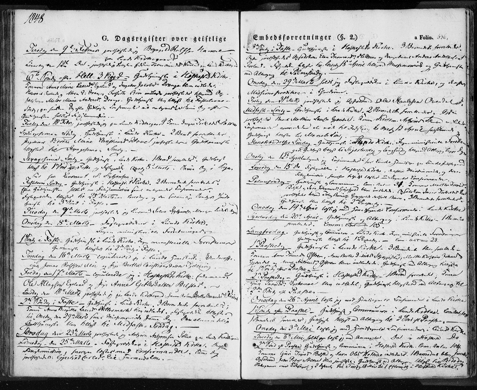 Lund sokneprestkontor, AV/SAST-A-101809/S06/L0008: Ministerialbok nr. A 7.2, 1833-1854, s. 536