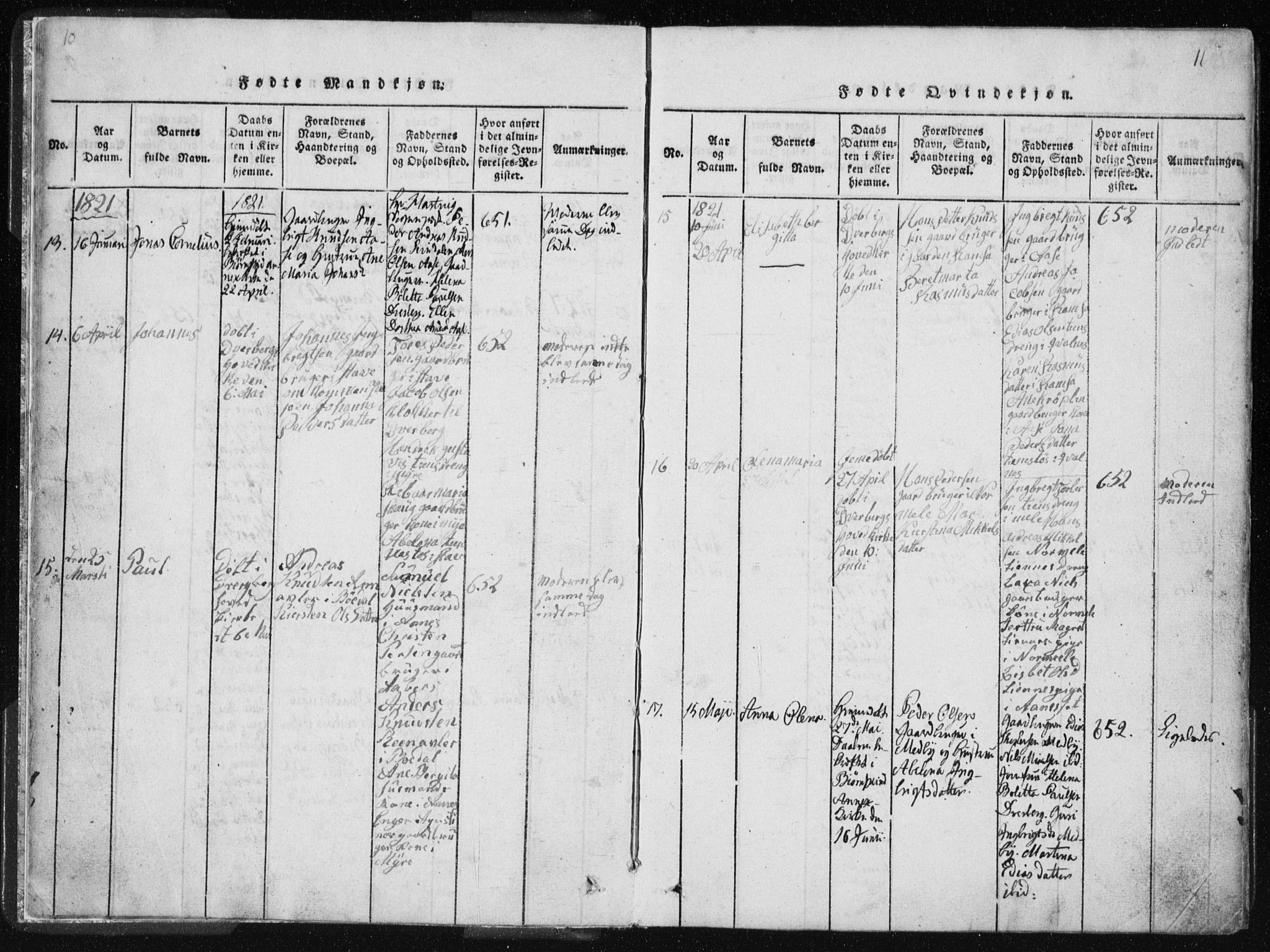 Ministerialprotokoller, klokkerbøker og fødselsregistre - Nordland, AV/SAT-A-1459/897/L1411: Klokkerbok nr. 897C01, 1820-1866, s. 10-11