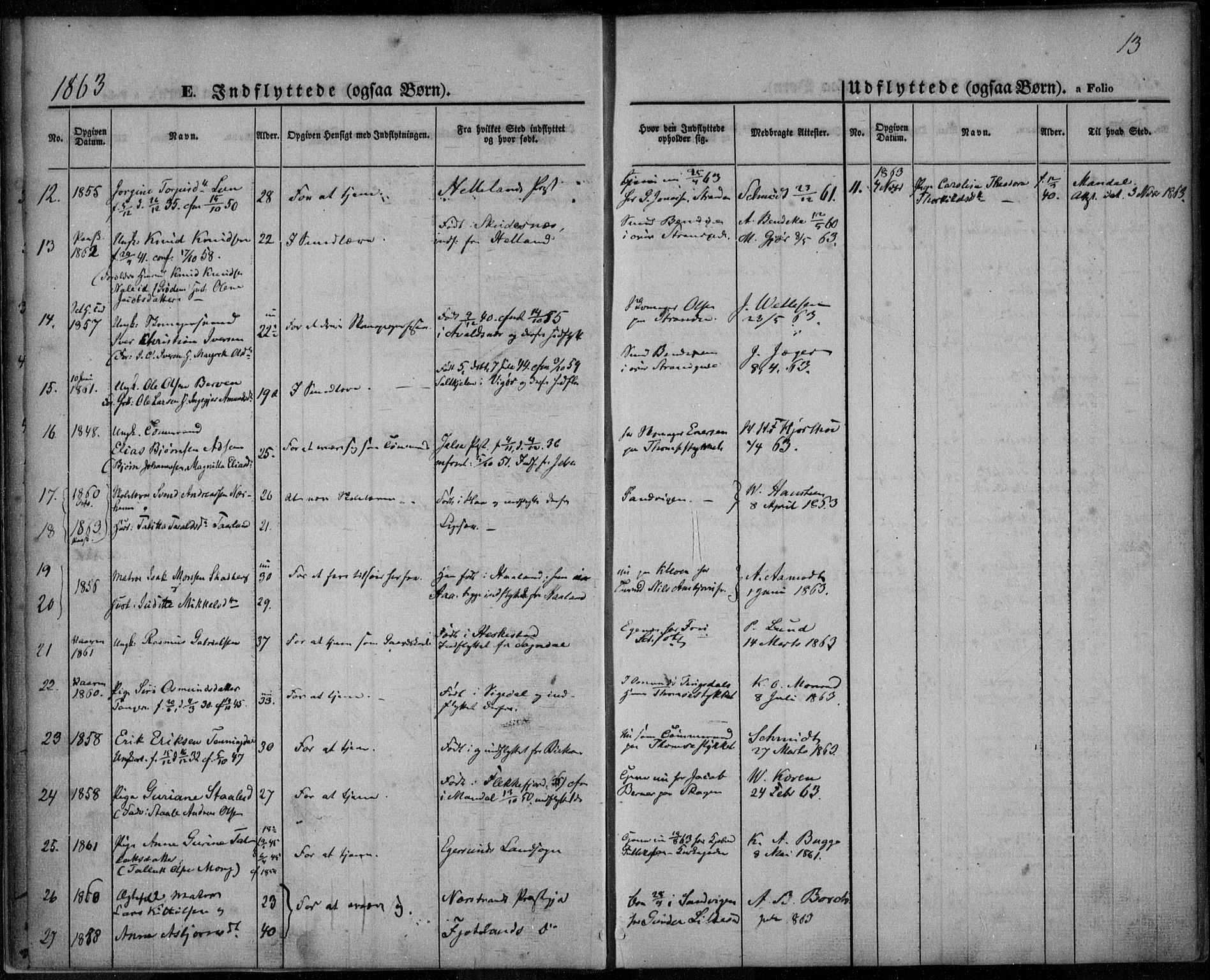 Domkirken sokneprestkontor, SAST/A-101812/001/30/30BA/L0021: Ministerialbok nr. A 20, 1860-1877, s. 13