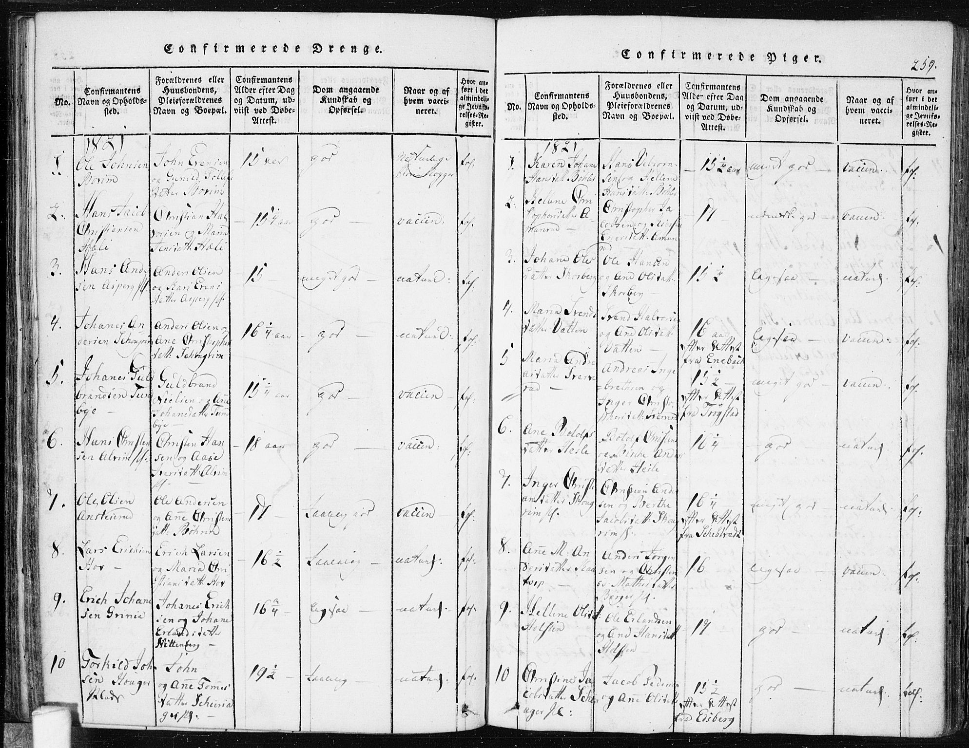 Spydeberg prestekontor Kirkebøker, SAO/A-10924/F/Fa/L0004: Ministerialbok nr. I 4, 1814-1841, s. 259
