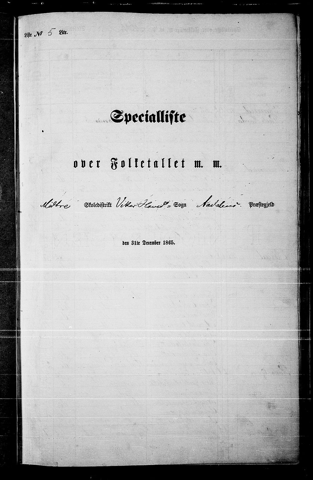 RA, Folketelling 1865 for 0614P Ådal prestegjeld, 1865, s. 45