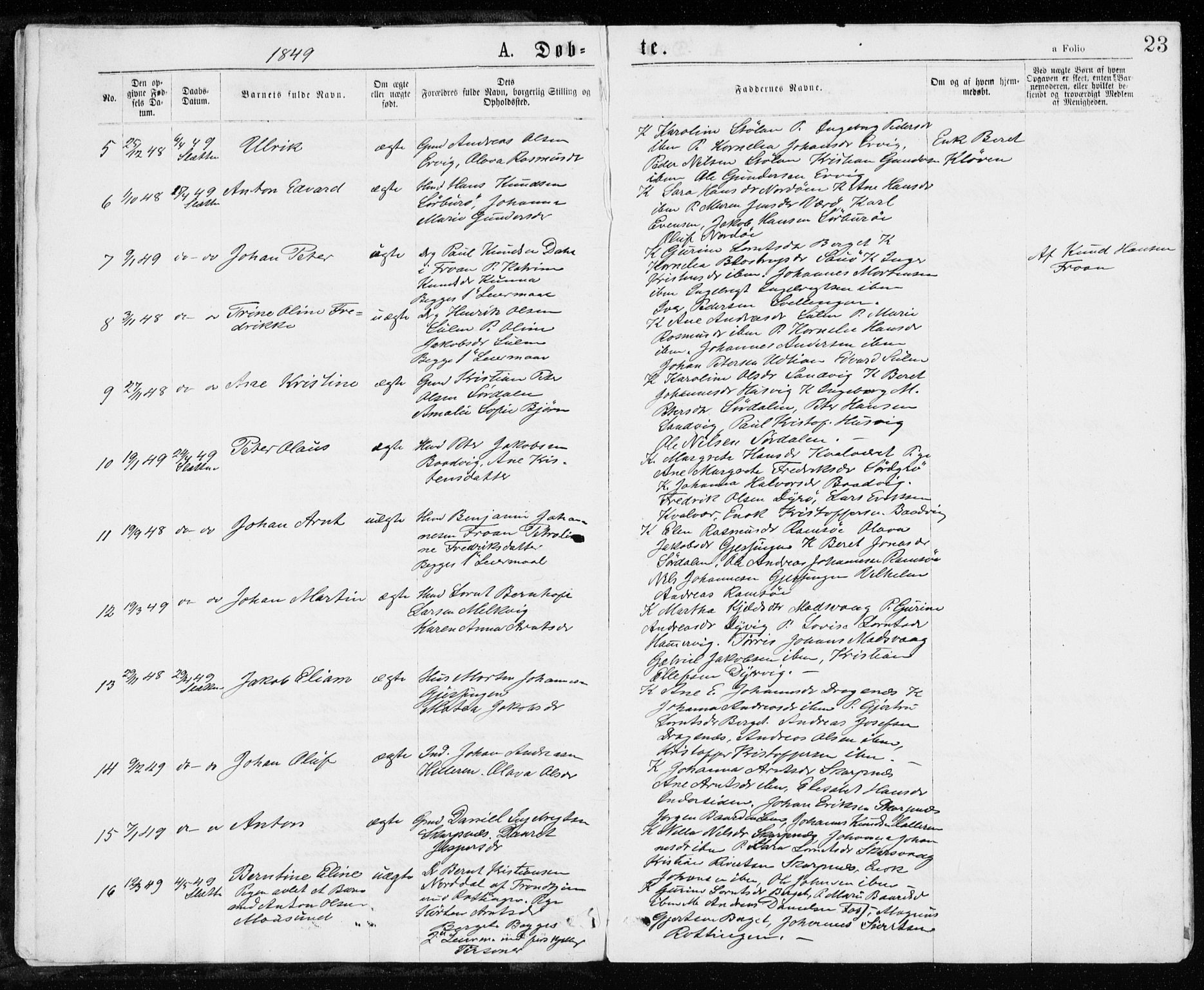 Ministerialprotokoller, klokkerbøker og fødselsregistre - Sør-Trøndelag, SAT/A-1456/640/L0576: Ministerialbok nr. 640A01, 1846-1876, s. 23