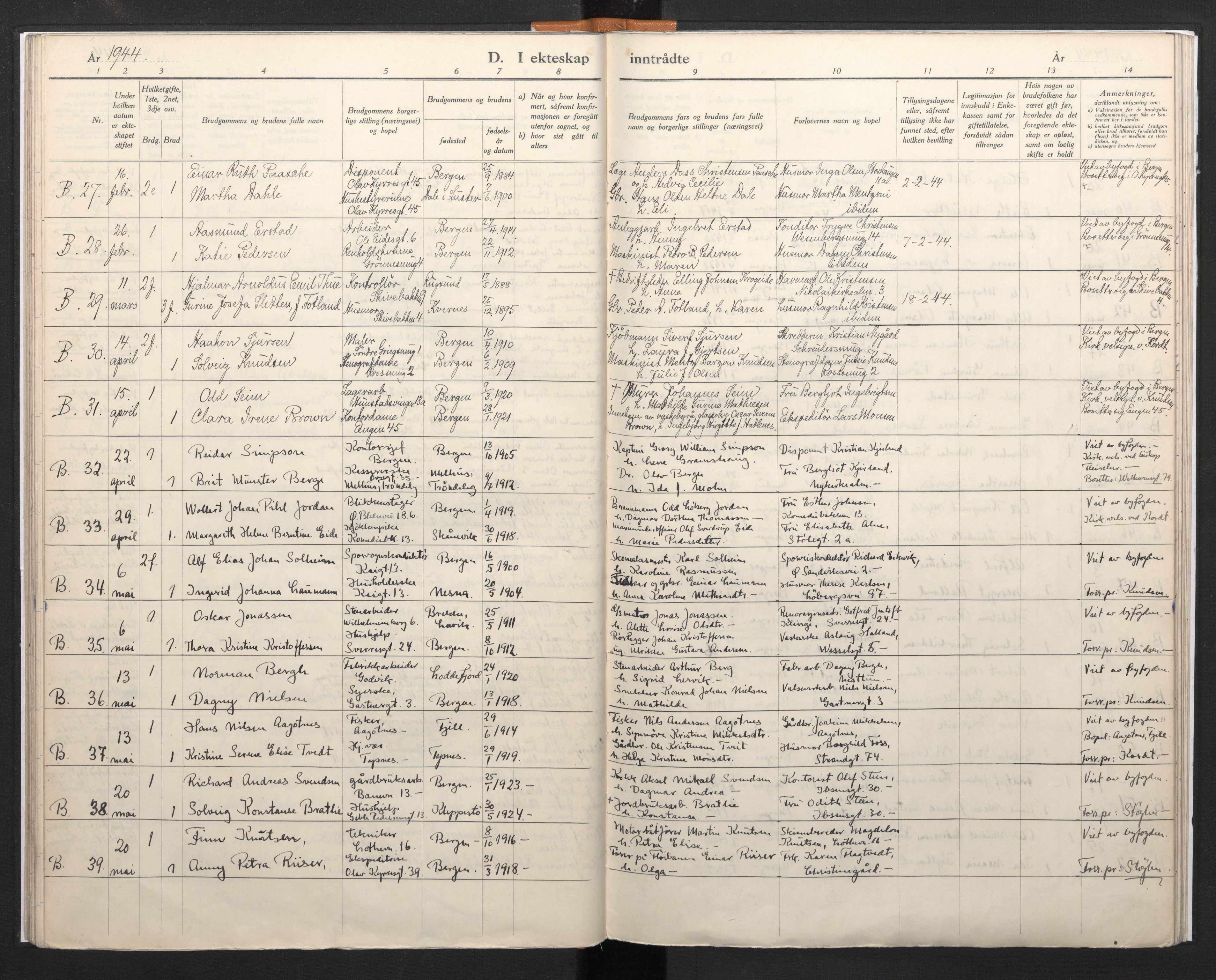 Domkirken sokneprestembete, SAB/A-74801/H/Haa/L0017: Ministerialbok nr. A 16, 1944-1945