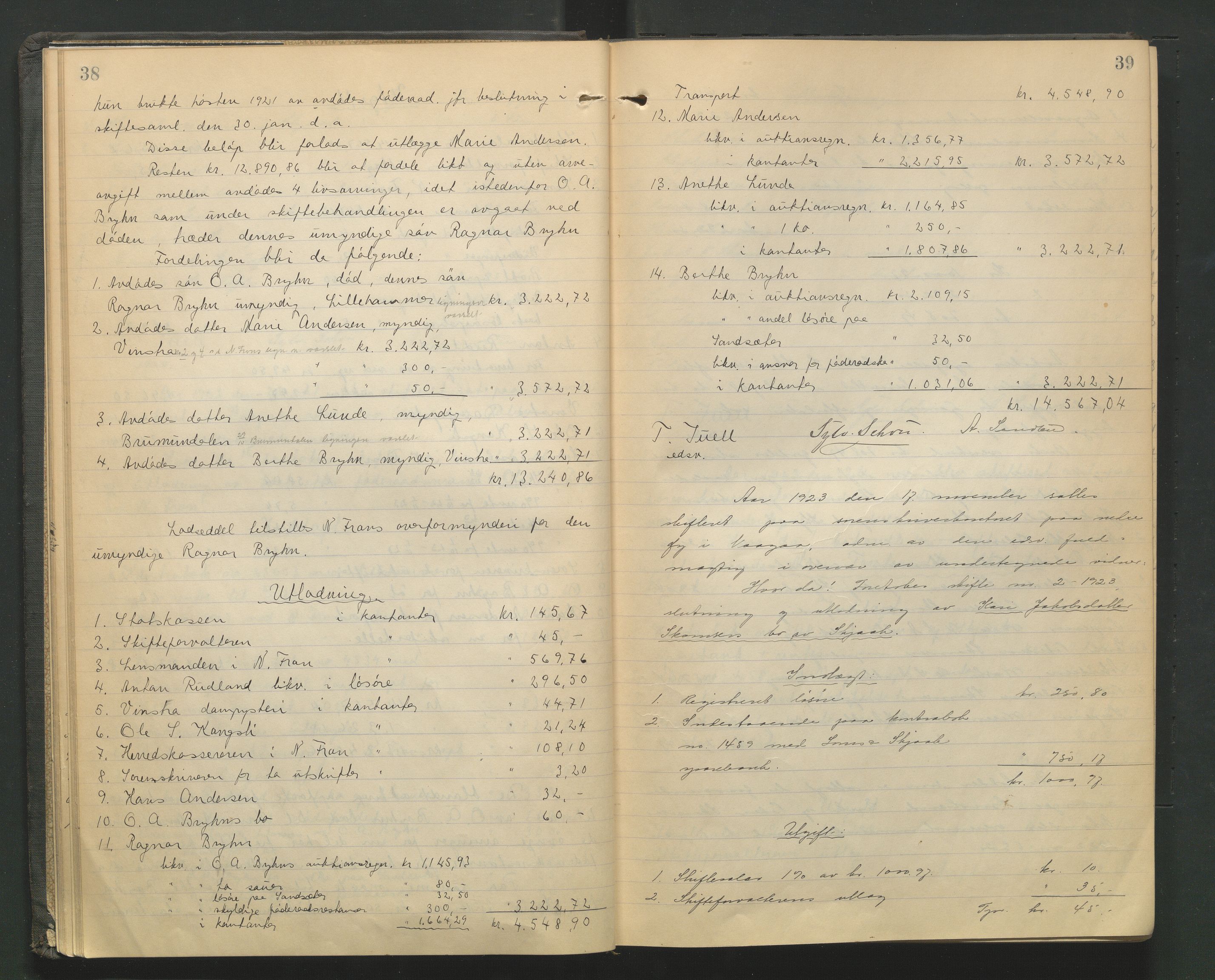 Nord-Gudbrandsdal tingrett, AV/SAH-TING-002/J/Jd/L0006: Skifteutlodningsprotokoll, 1923-1928, s. 38-39