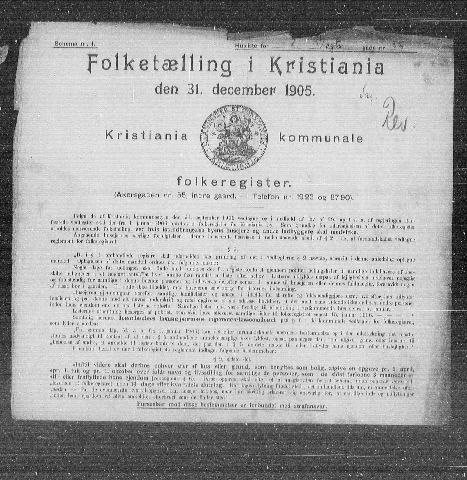 OBA, Kommunal folketelling 31.12.1905 for Kristiania kjøpstad, 1905, s. 65796