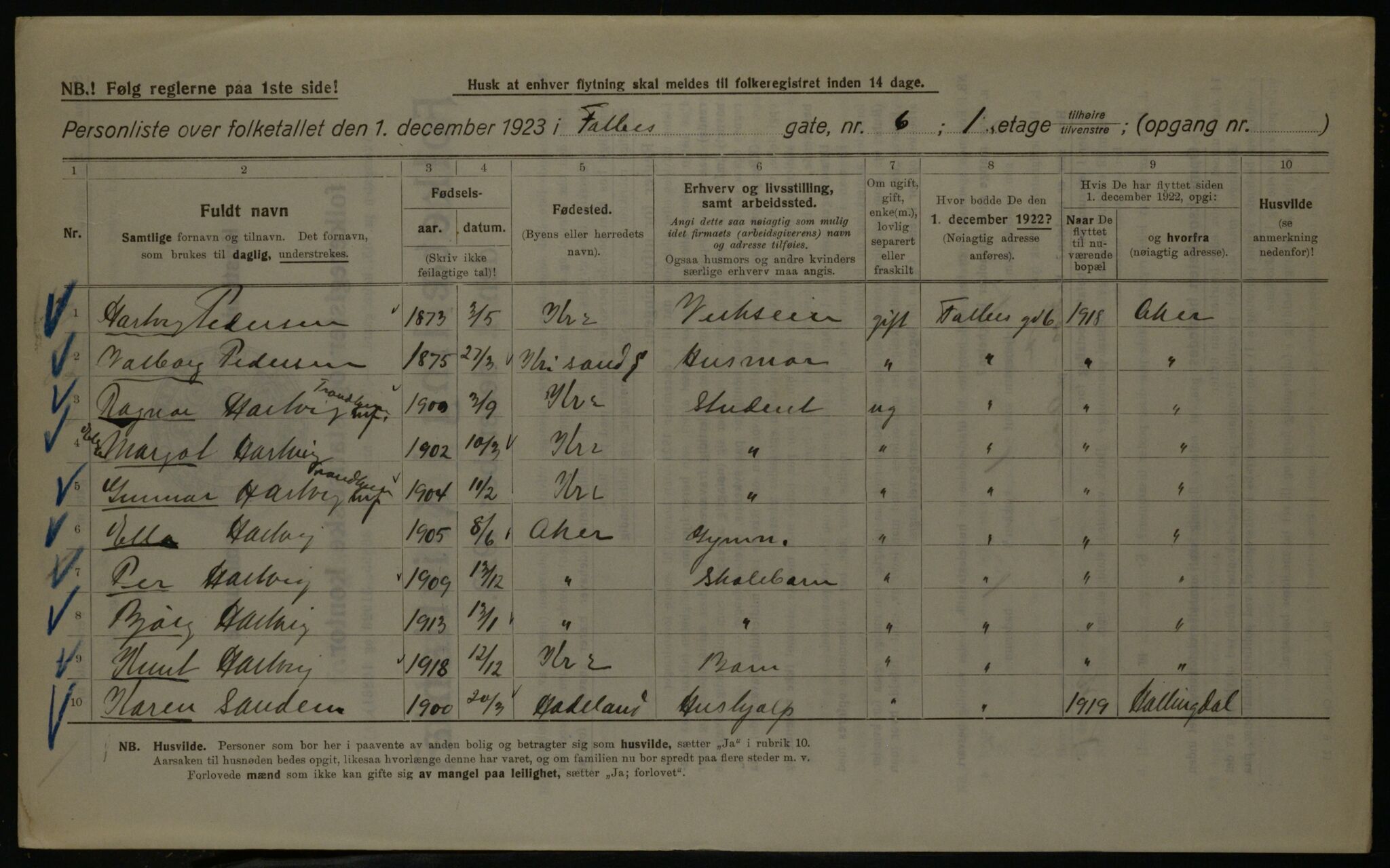 OBA, Kommunal folketelling 1.12.1923 for Kristiania, 1923, s. 26164