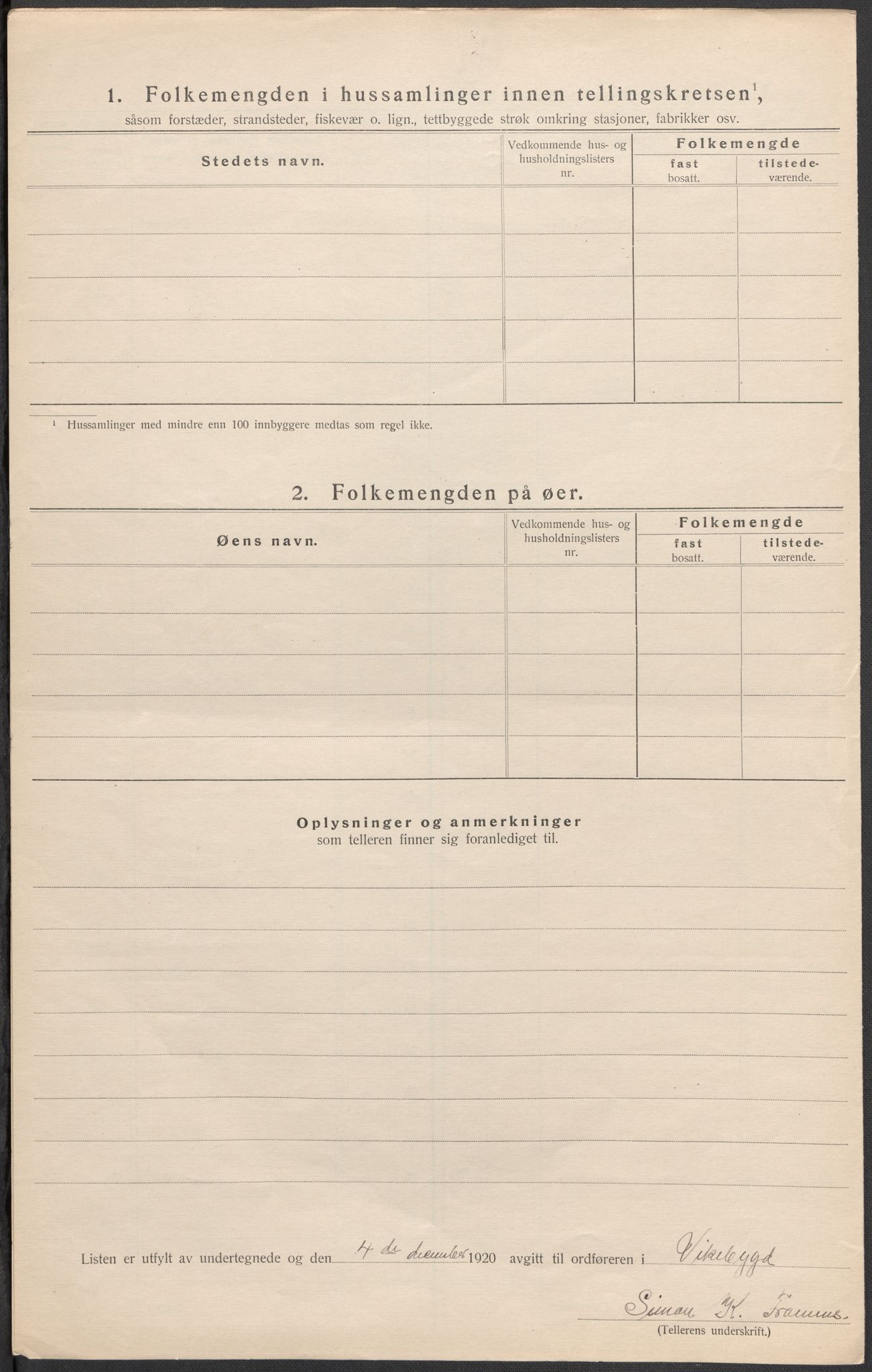 SAB, Folketelling 1920 for 1215 Vikebygd herred, 1920, s. 20