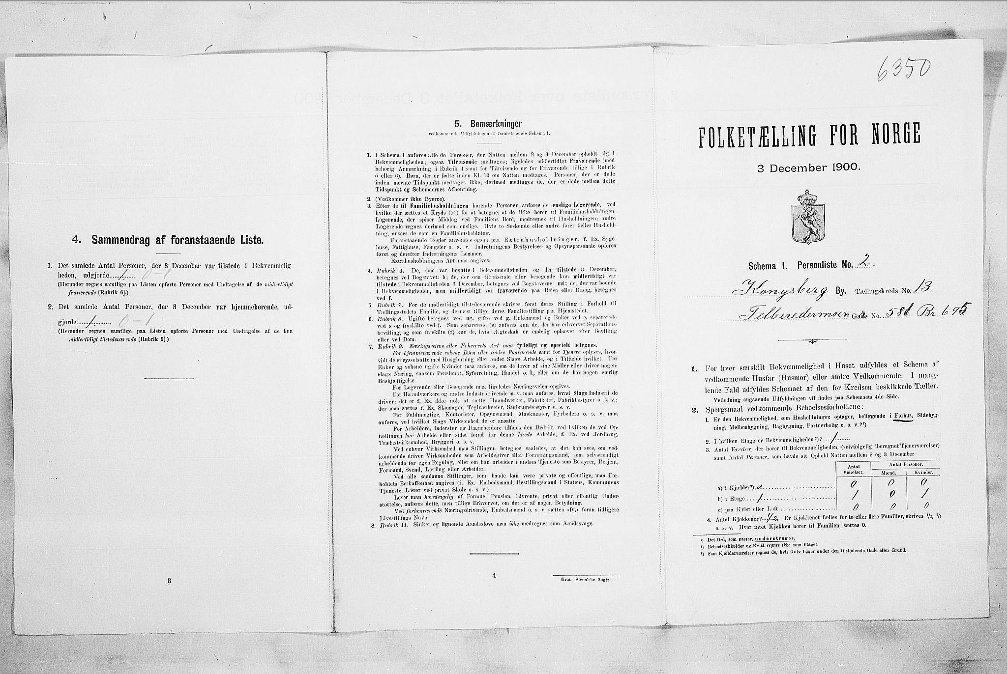 RA, Folketelling 1900 for 0604 Kongsberg kjøpstad, 1900, s. 2258