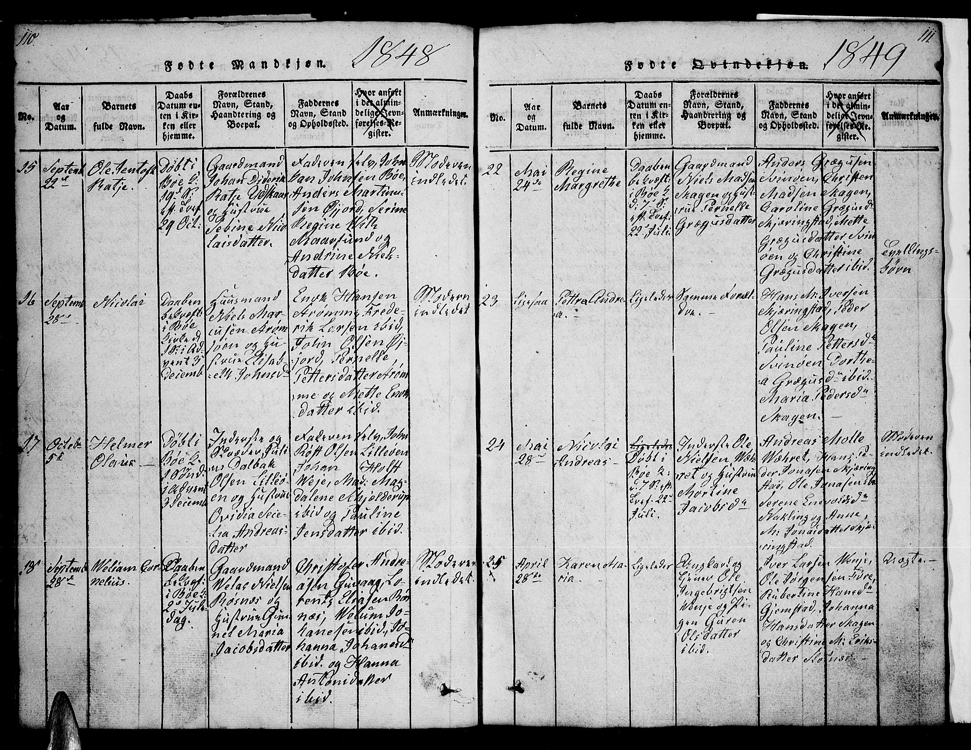 Ministerialprotokoller, klokkerbøker og fødselsregistre - Nordland, AV/SAT-A-1459/891/L1312: Klokkerbok nr. 891C01, 1820-1856, s. 110-111