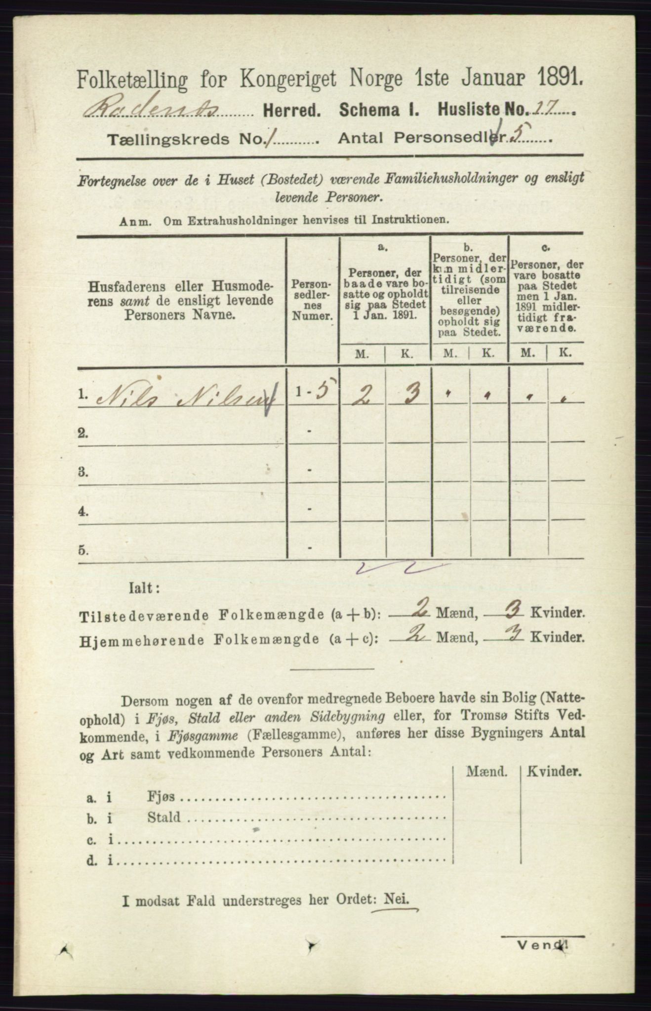 RA, Folketelling 1891 for 0120 Rødenes herred, 1891, s. 36
