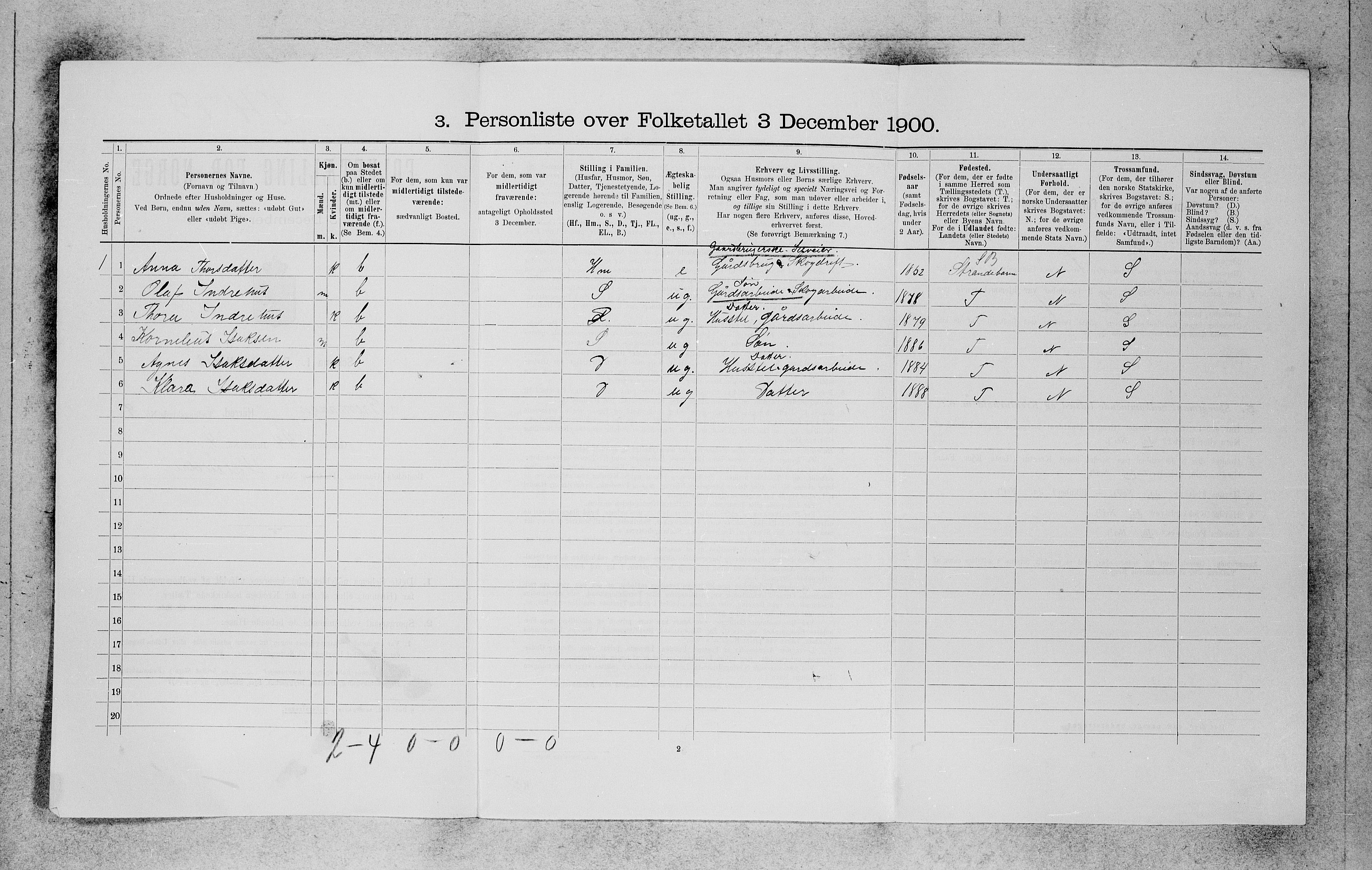 SAB, Folketelling 1900 for 1438 Bremanger herred, 1900, s. 697