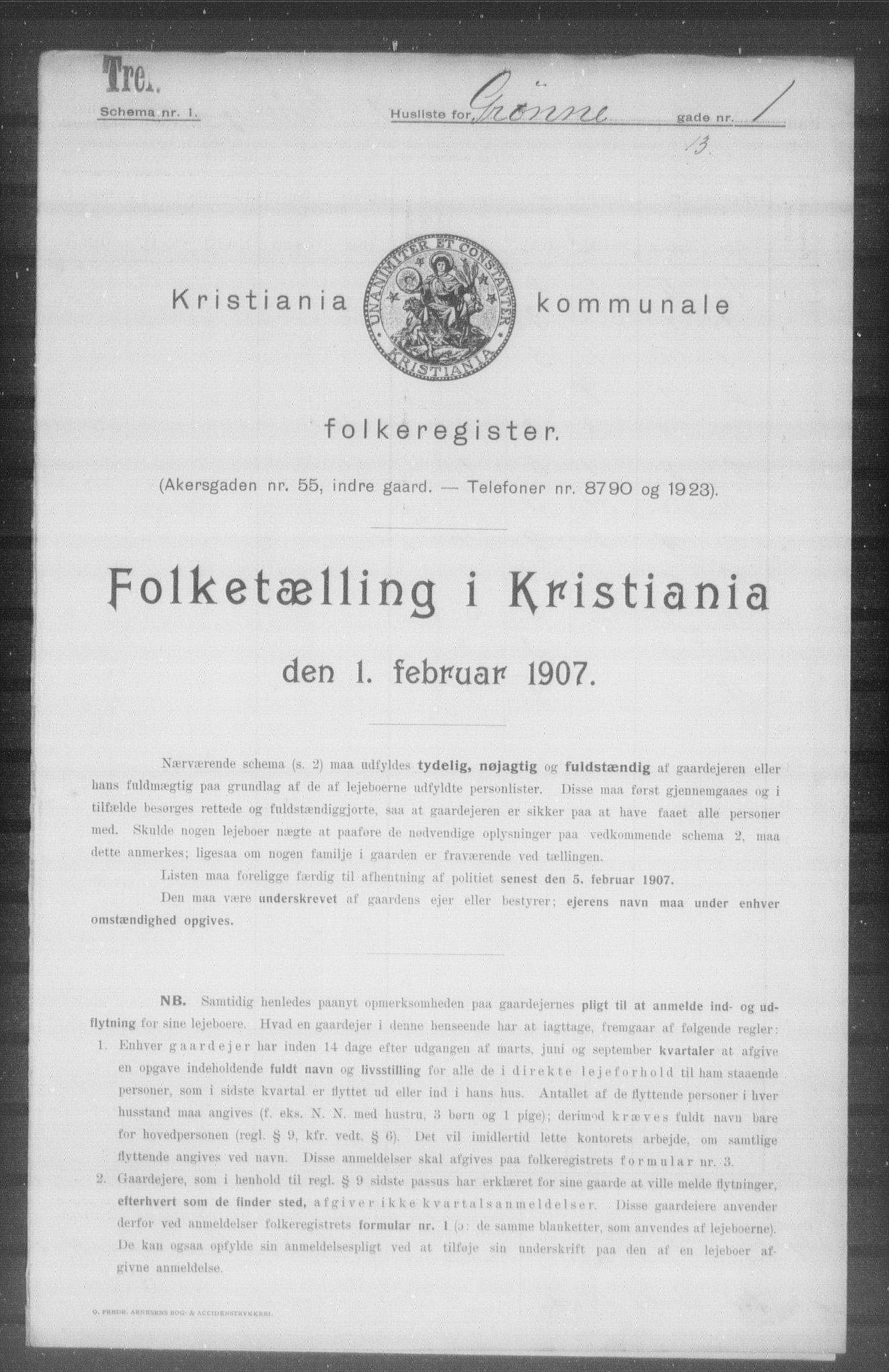 OBA, Kommunal folketelling 1.2.1907 for Kristiania kjøpstad, 1907, s. 16451
