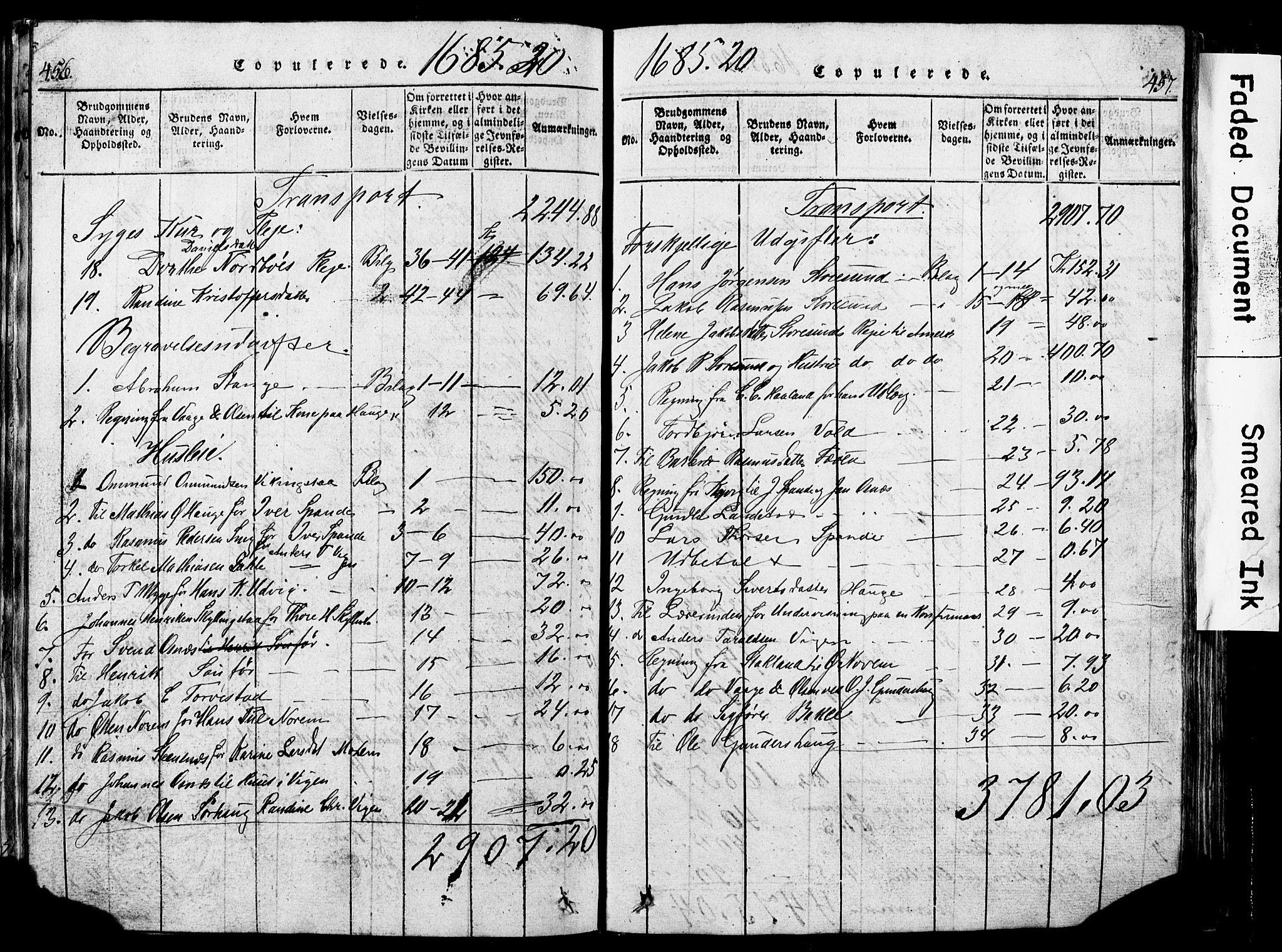 Torvastad sokneprestkontor, AV/SAST-A -101857/H/Ha/Hab/L0002: Klokkerbok nr. B 2, 1817-1834, s. 456-457