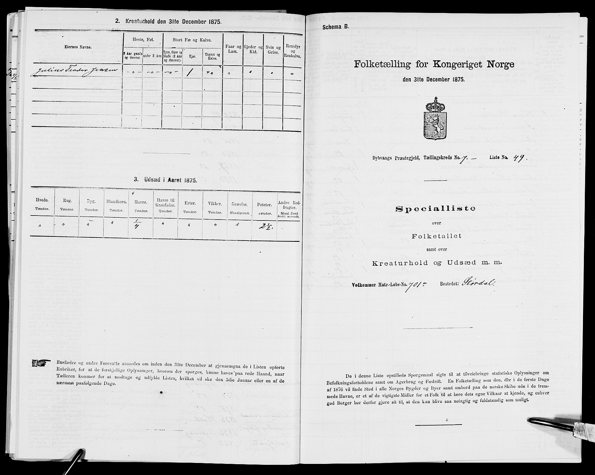 SAK, Folketelling 1875 for 0915P Dypvåg prestegjeld, 1875, s. 913