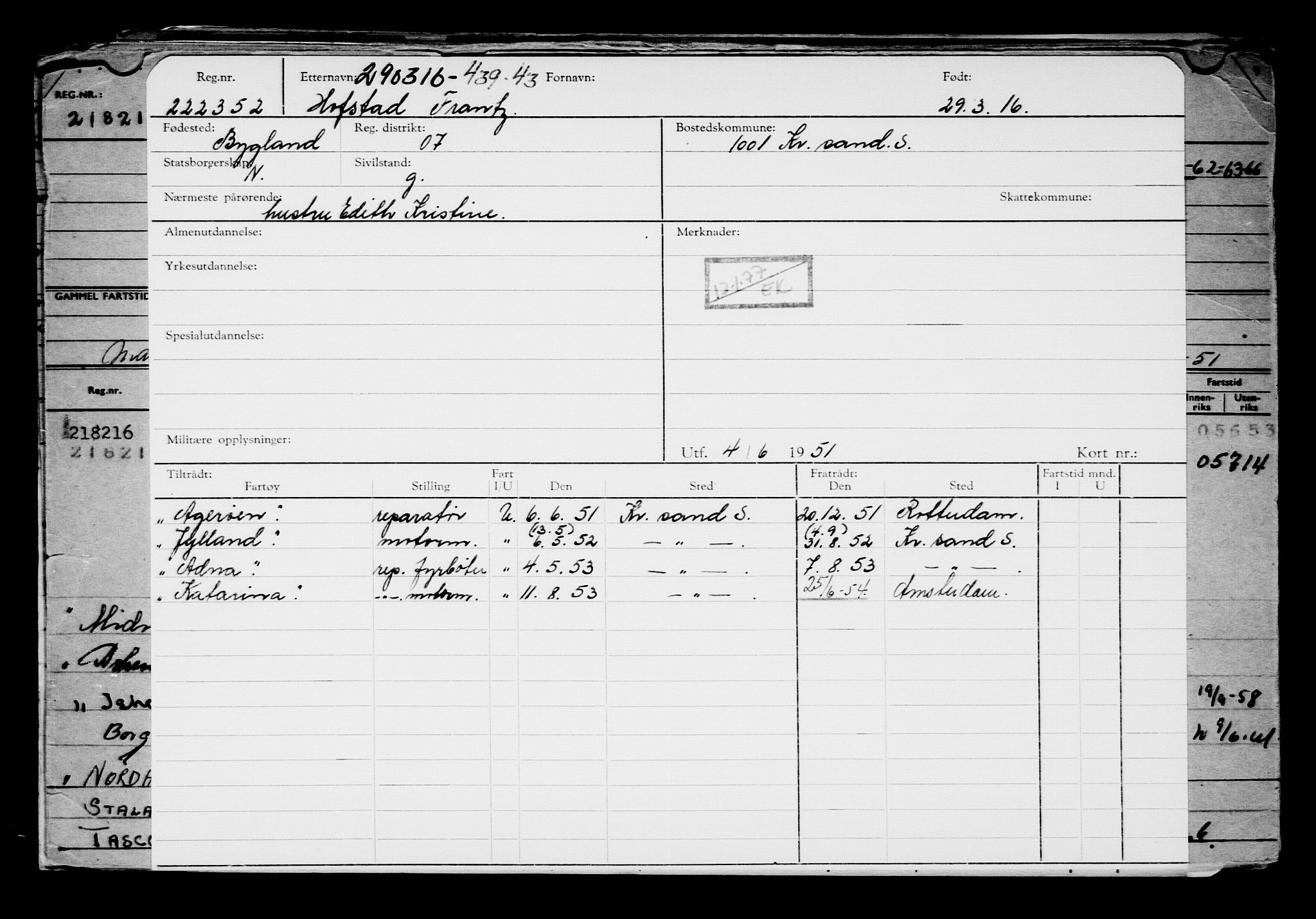 Direktoratet for sjømenn, AV/RA-S-3545/G/Gb/L0137: Hovedkort, 1916, s. 745