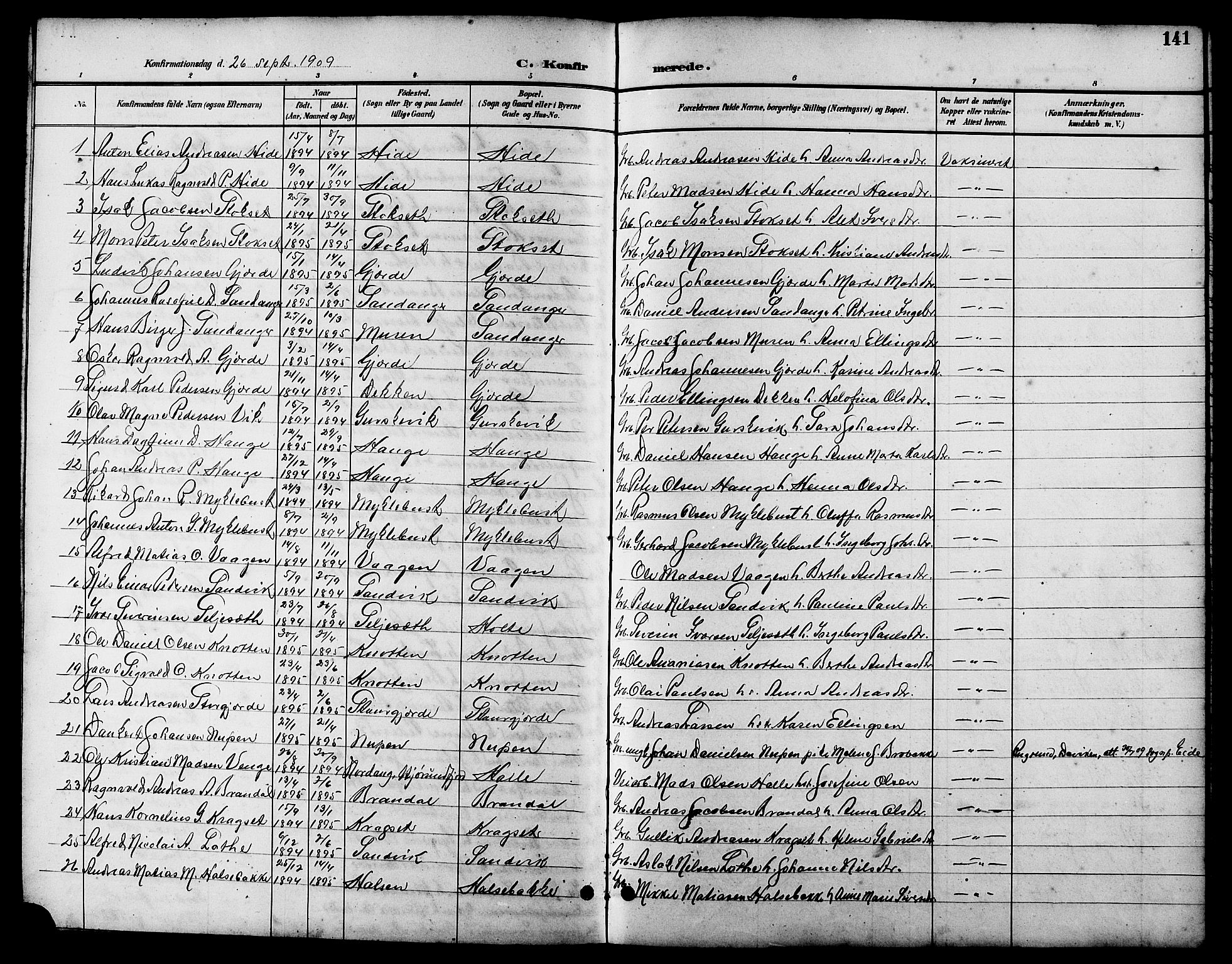 Ministerialprotokoller, klokkerbøker og fødselsregistre - Møre og Romsdal, AV/SAT-A-1454/503/L0049: Klokkerbok nr. 503C04, 1894-1915, s. 141