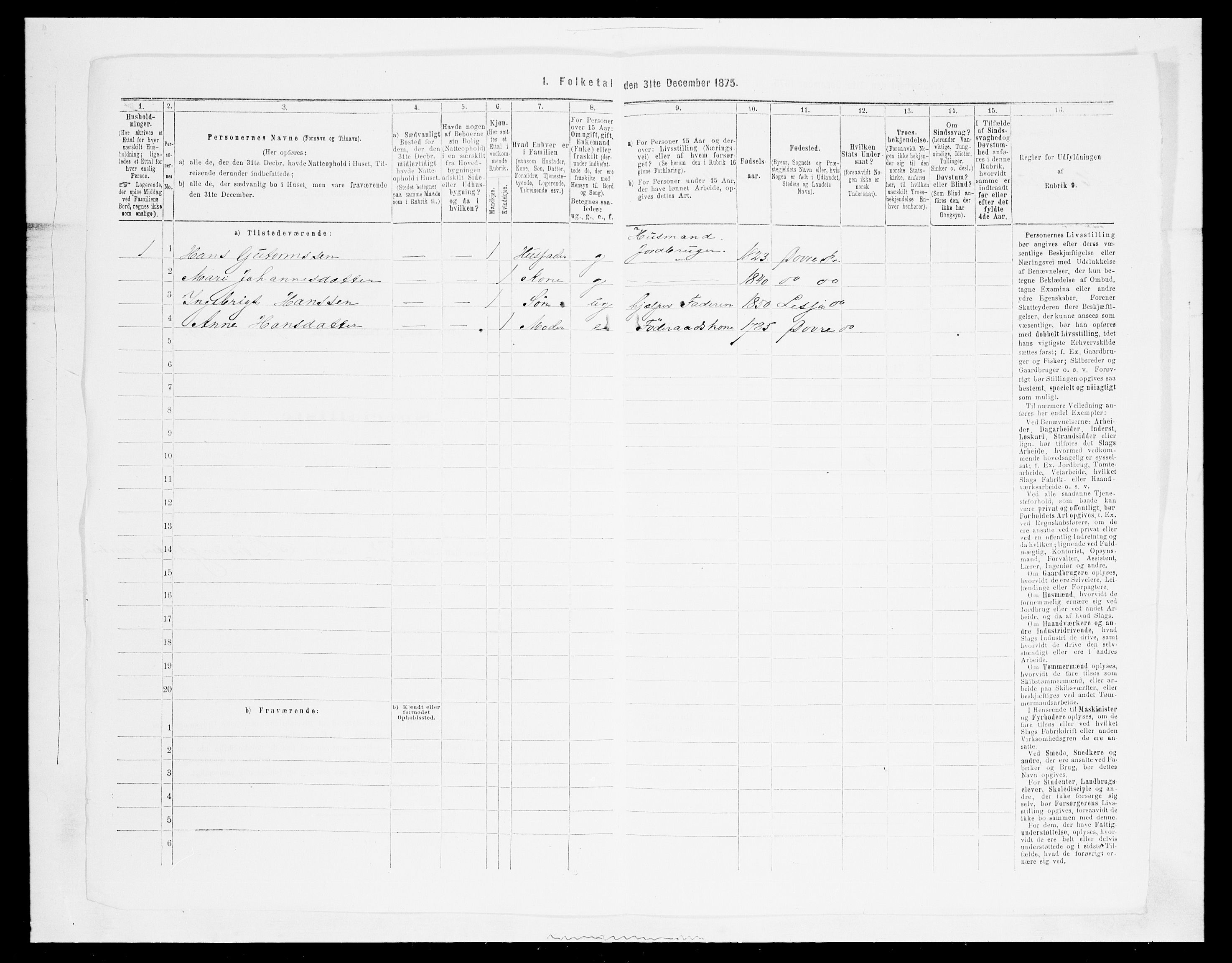 SAH, Folketelling 1875 for 0511P Dovre prestegjeld, 1875, s. 294