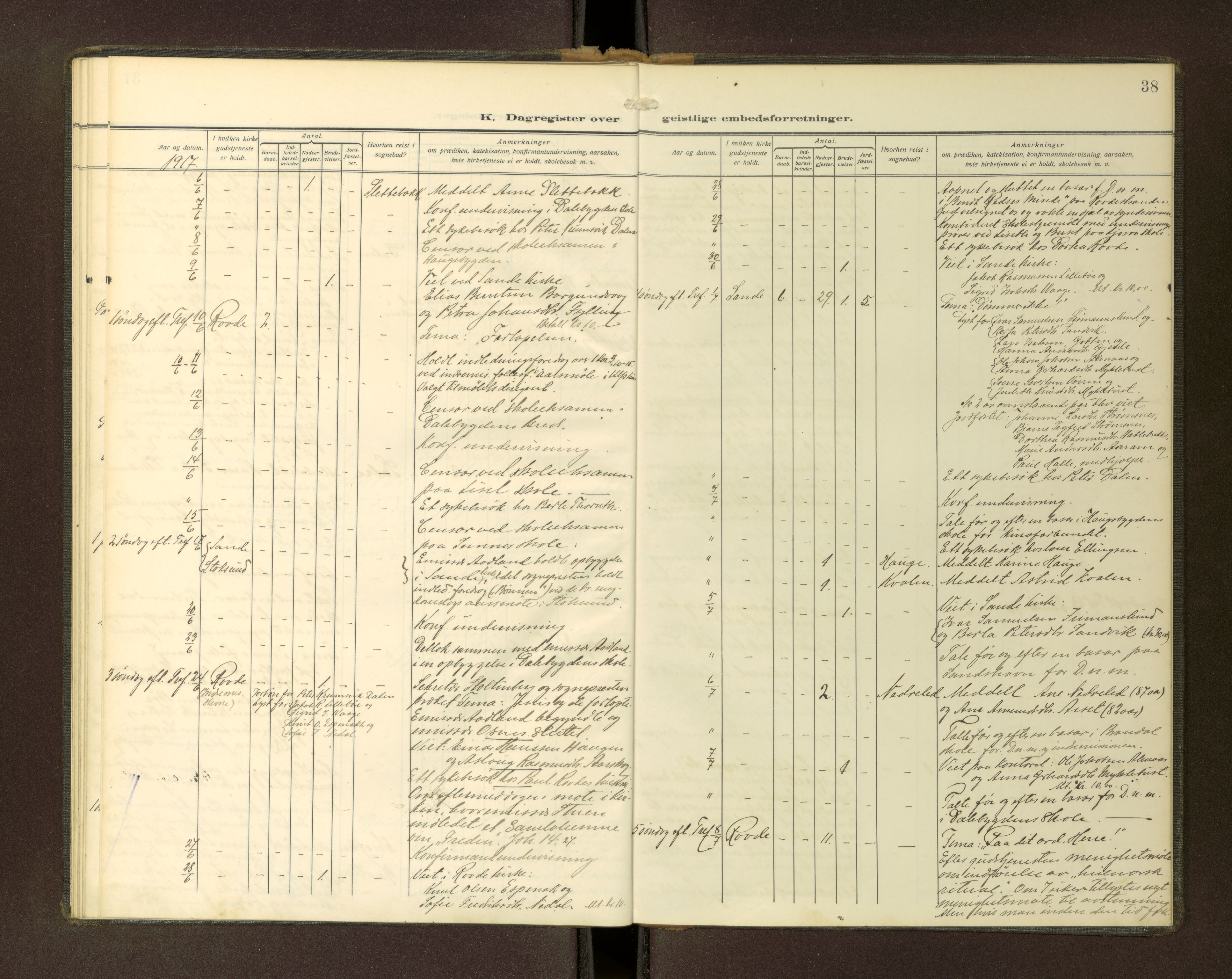 Ministerialprotokoller, klokkerbøker og fødselsregistre - Møre og Romsdal, AV/SAT-A-1454/503/L0039: Dagsregister nr. 503---, 1913-1918, s. 38