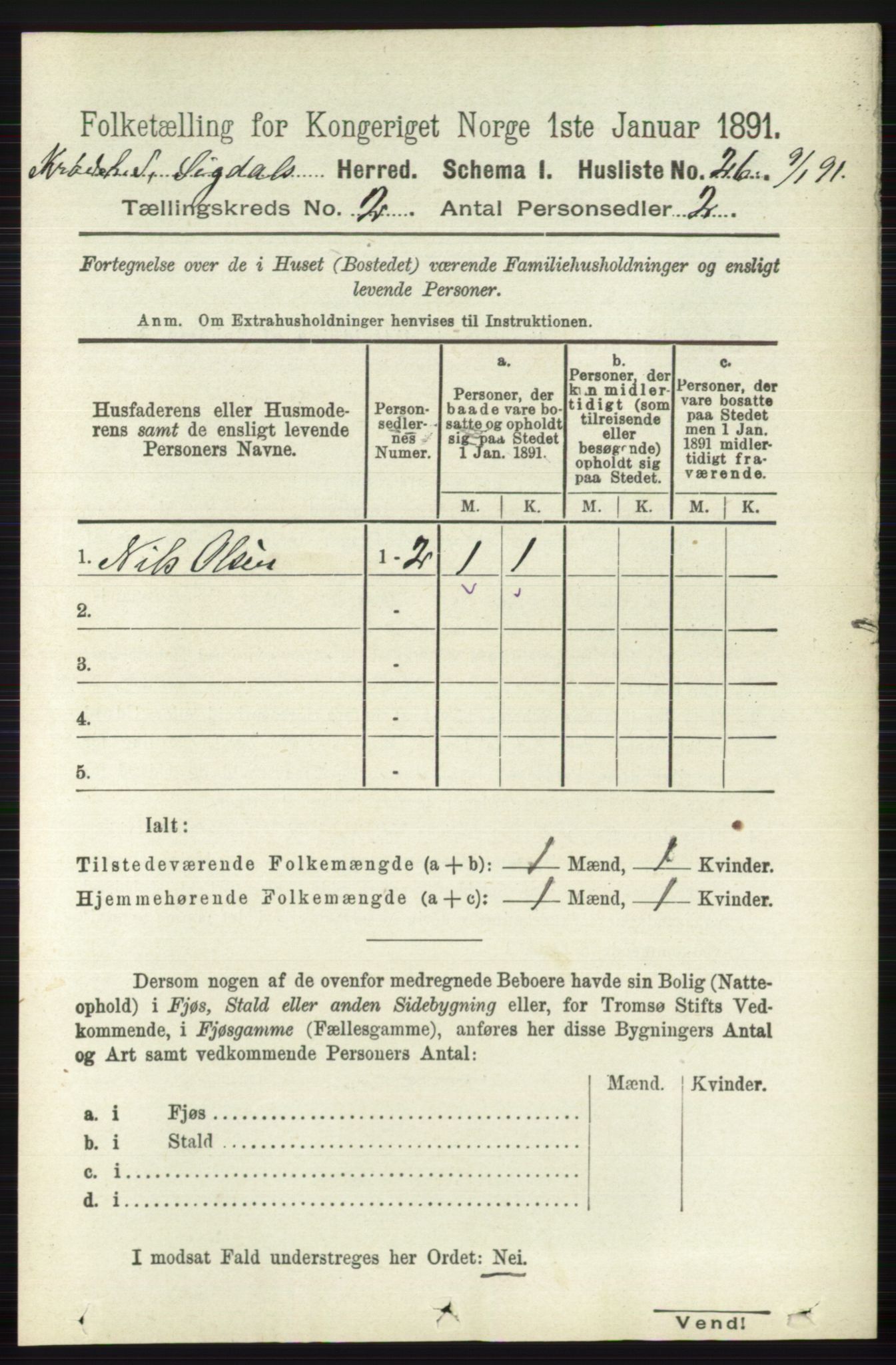 RA, Folketelling 1891 for 0621 Sigdal herred, 1891, s. 5309