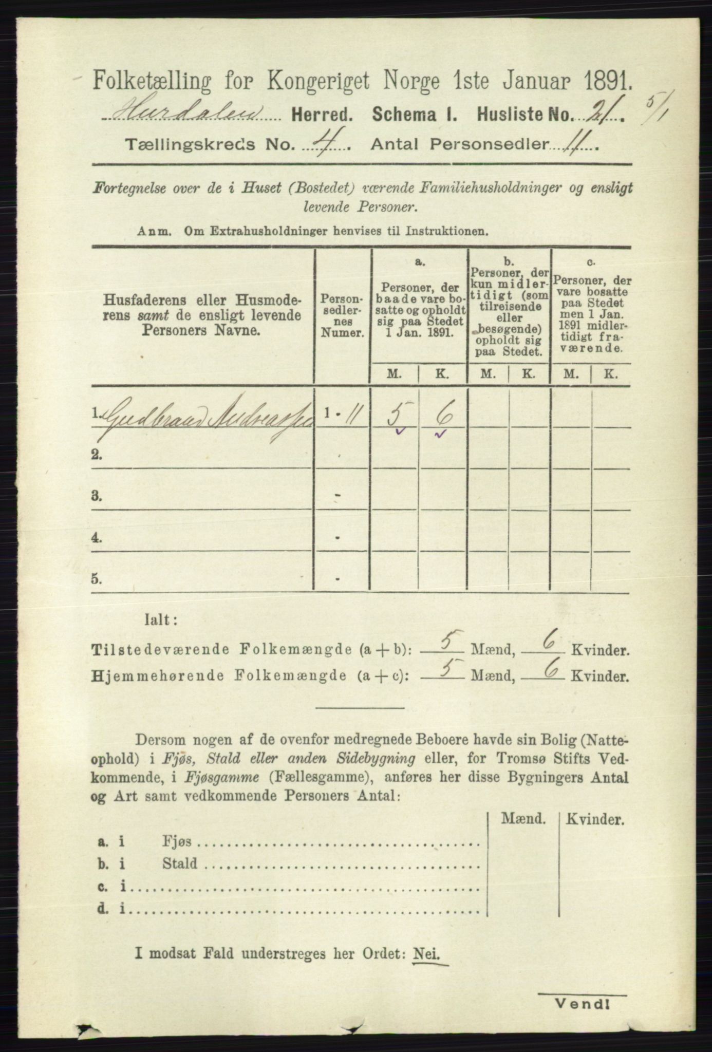 RA, Folketelling 1891 for 0239 Hurdal herred, 1891, s. 1344