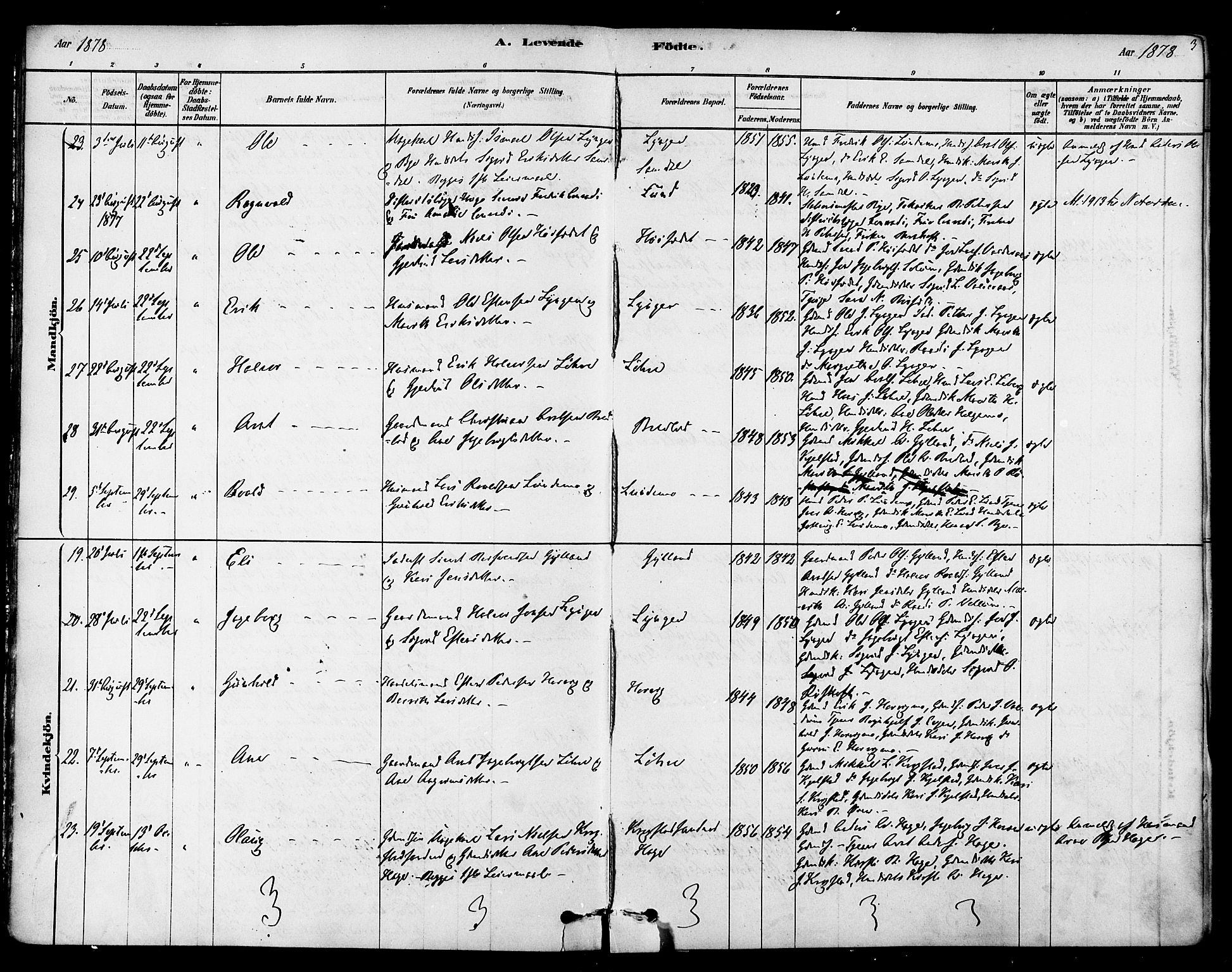 Ministerialprotokoller, klokkerbøker og fødselsregistre - Sør-Trøndelag, AV/SAT-A-1456/692/L1105: Ministerialbok nr. 692A05, 1878-1890, s. 3