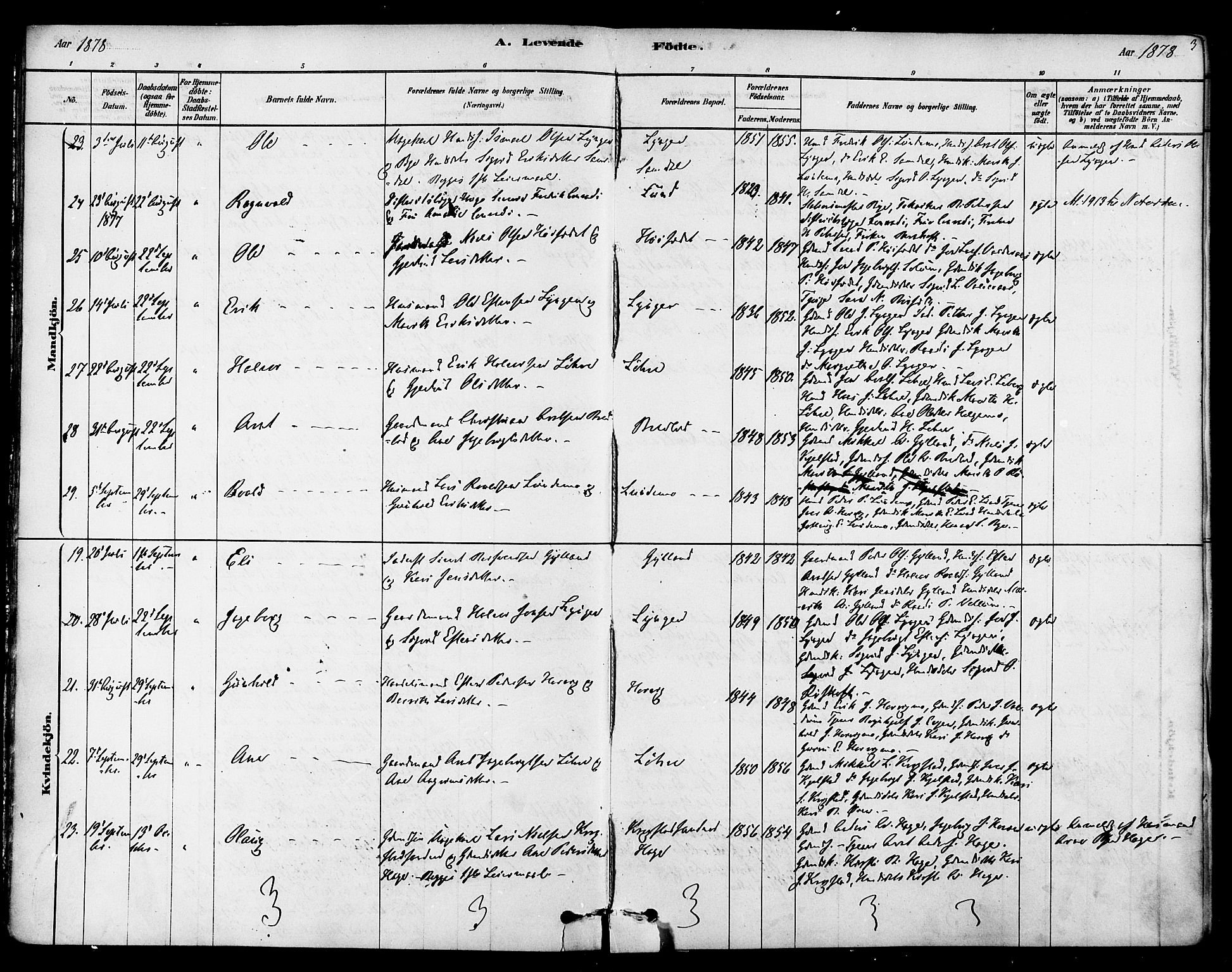 Ministerialprotokoller, klokkerbøker og fødselsregistre - Sør-Trøndelag, SAT/A-1456/692/L1105: Ministerialbok nr. 692A05, 1878-1890, s. 3