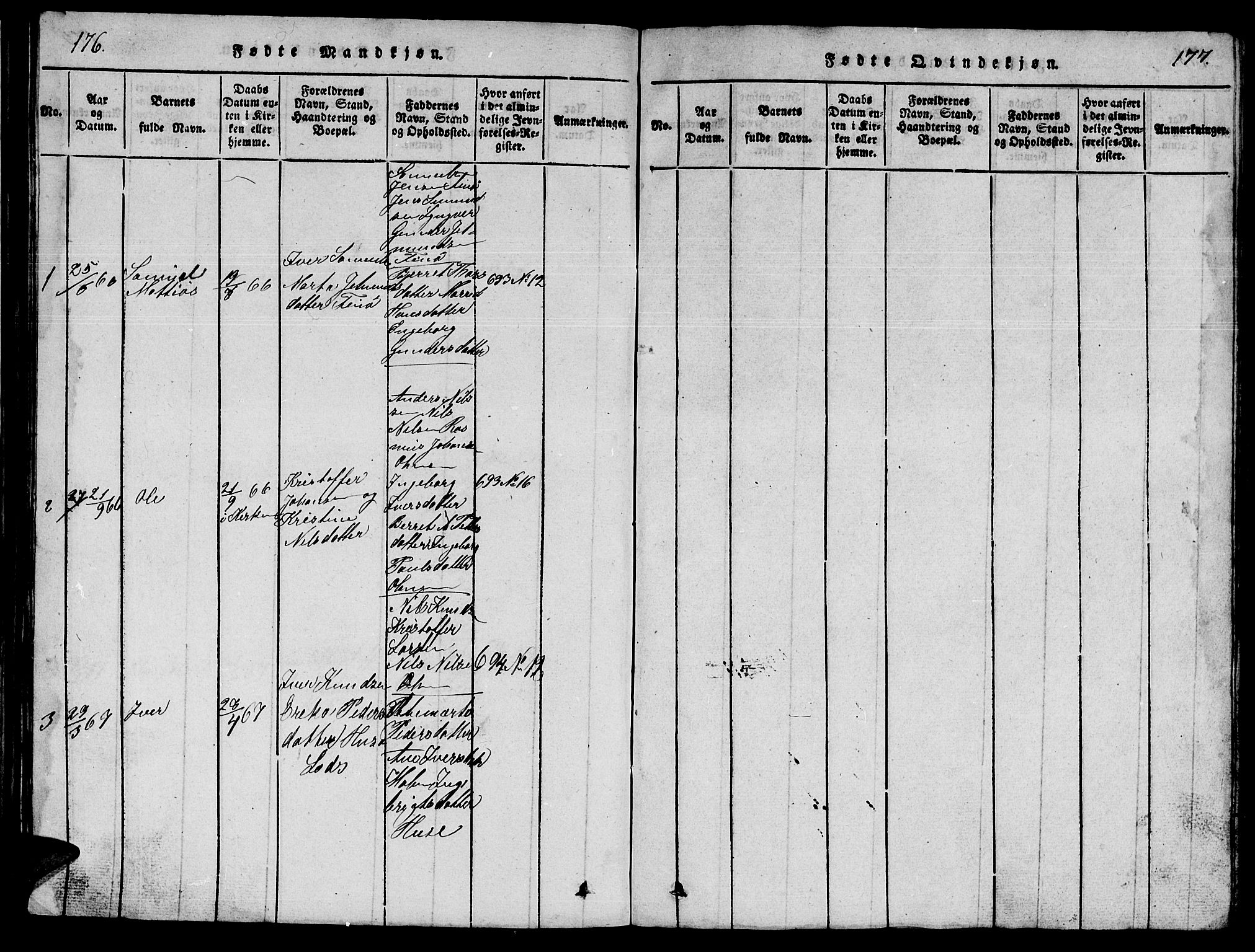 Ministerialprotokoller, klokkerbøker og fødselsregistre - Møre og Romsdal, AV/SAT-A-1454/561/L0731: Klokkerbok nr. 561C01, 1817-1867, s. 176-177