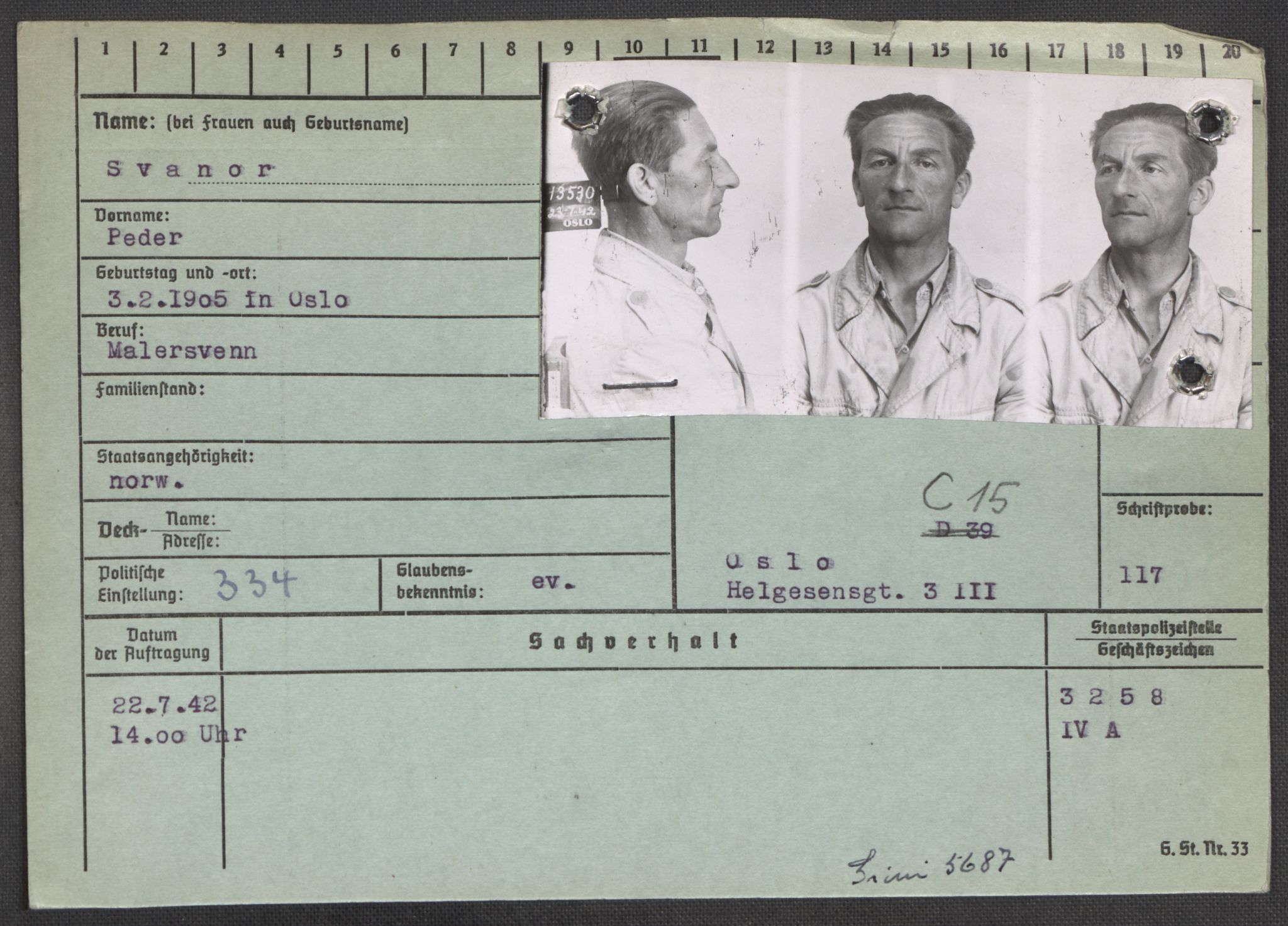 Befehlshaber der Sicherheitspolizei und des SD, AV/RA-RAFA-5969/E/Ea/Eaa/L0009: Register over norske fanger i Møllergata 19: Ru-Sy, 1940-1945, s. 1484