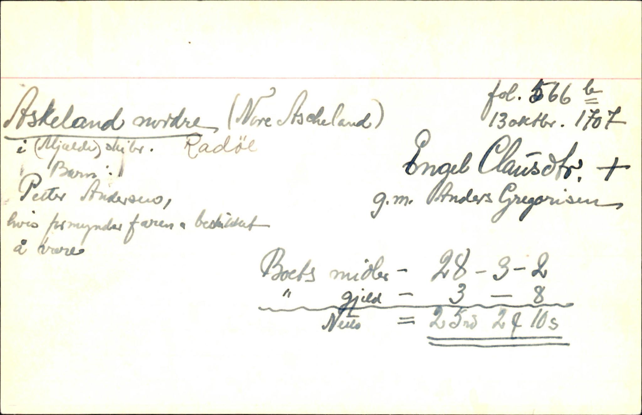 Skiftekort ved Statsarkivet i Bergen, SAB/SKIFTEKORT/001/L0001: Skifteprotokoll nr. 1-2 - test test, 1702-1716, s. 1445