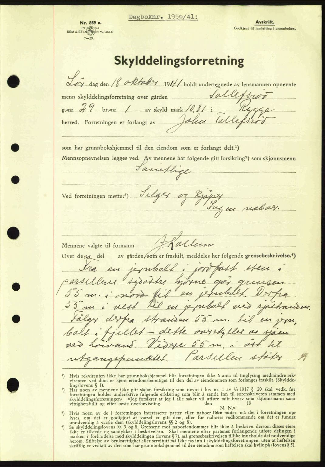 Moss sorenskriveri, SAO/A-10168: Pantebok nr. A9, 1941-1942, Dagboknr: 1956/1941