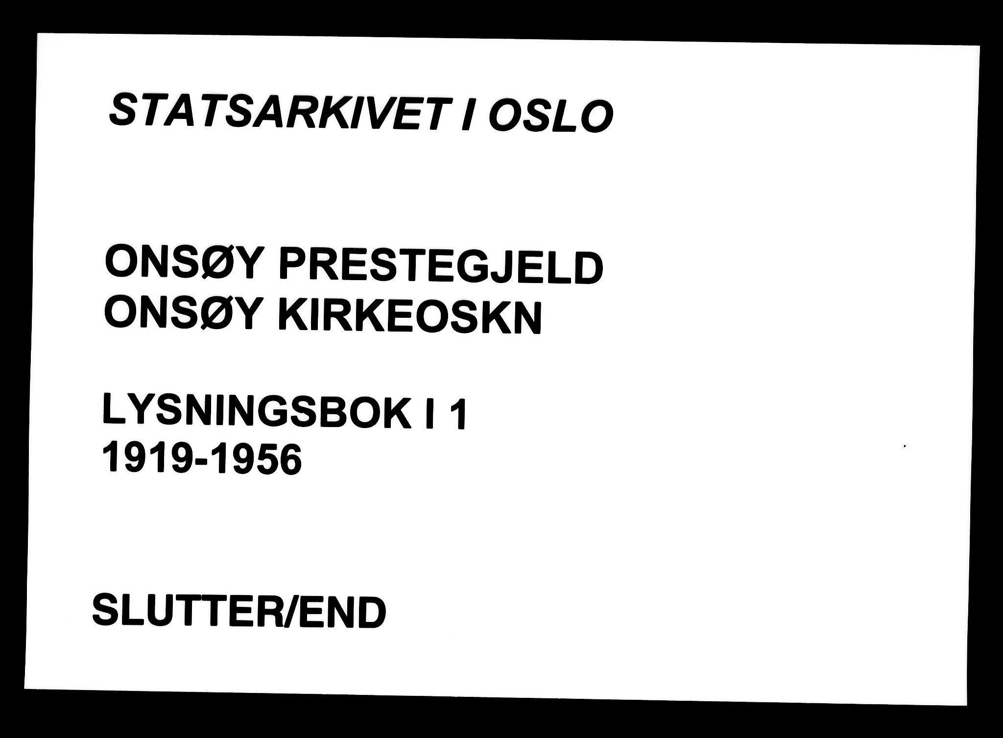 Onsøy prestekontor Kirkebøker, AV/SAO-A-10914/H/Ha/L0001: Lysningsprotokoll nr. I 1, 1919-1956